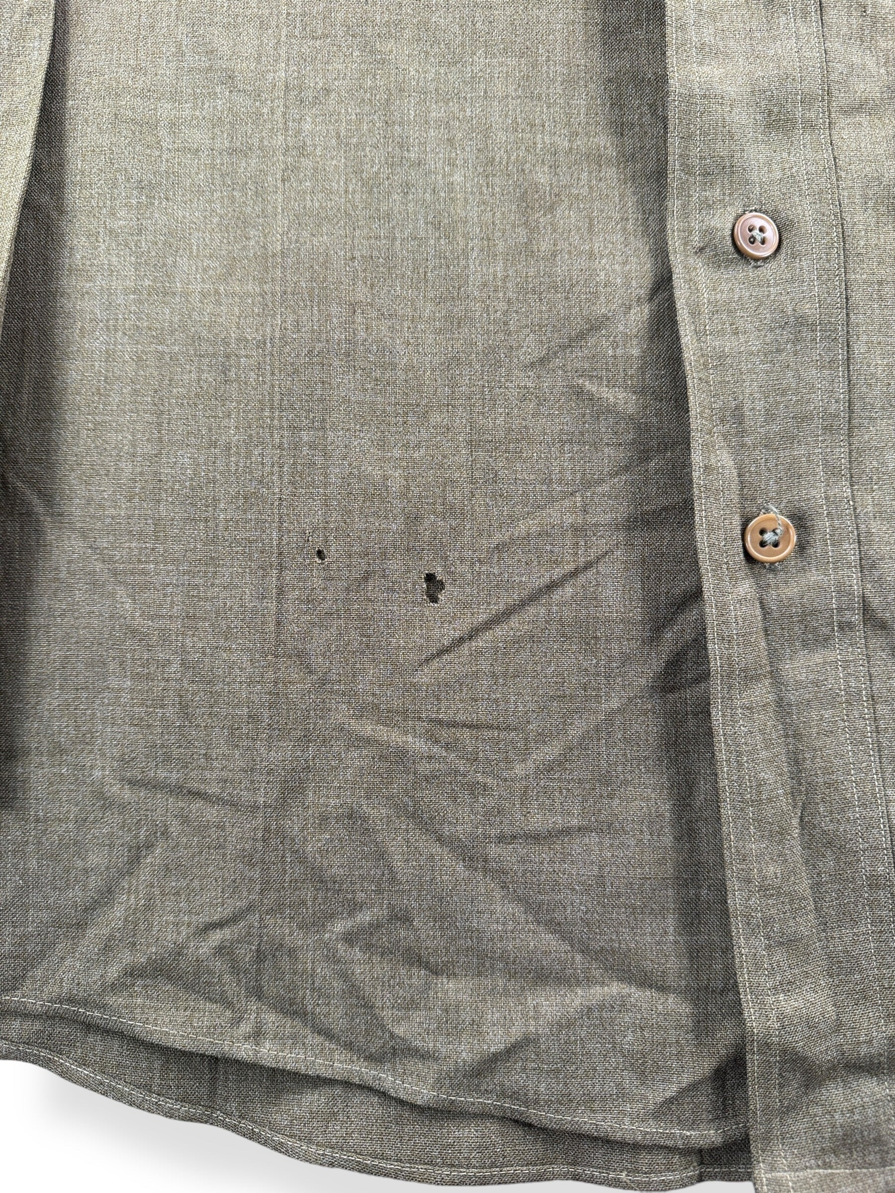 Hole on Vintage Wool Military Button Up Top SZ L AS IS