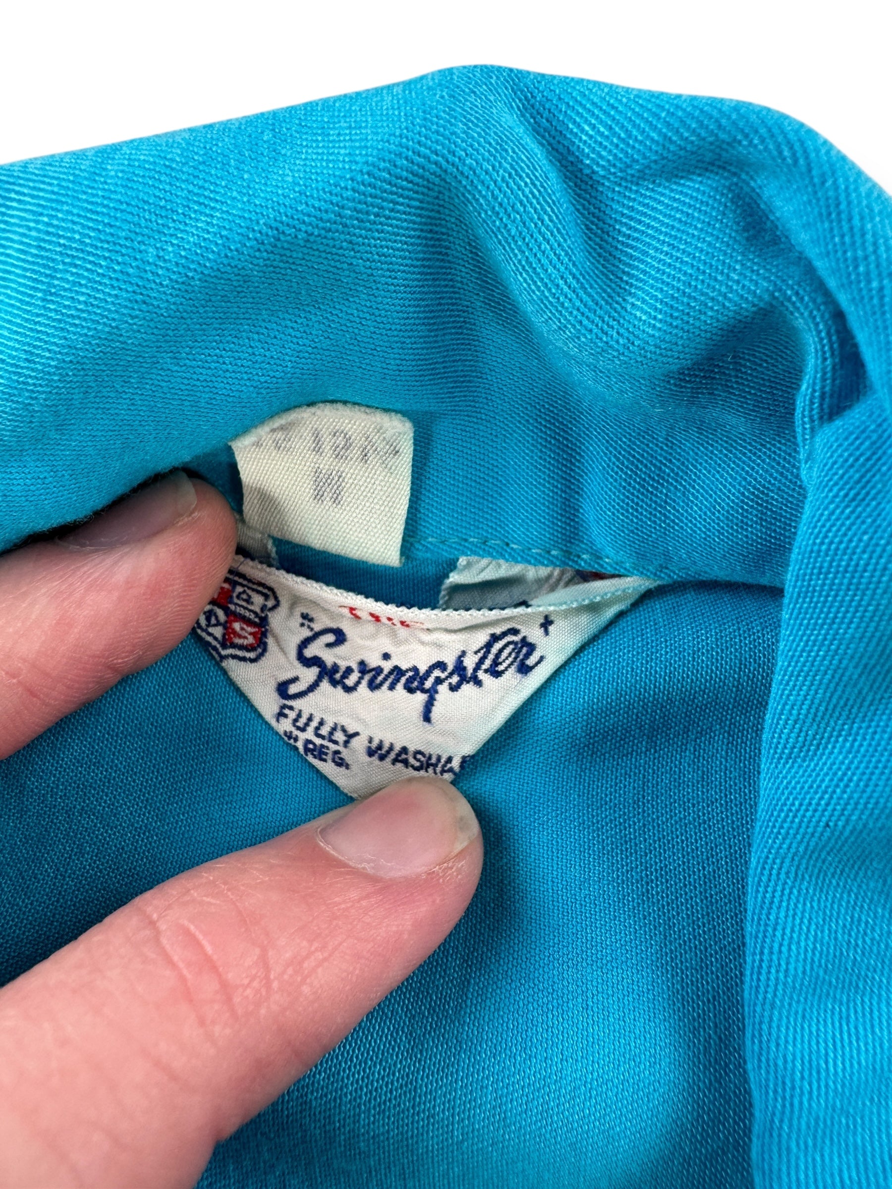 Tag on Vintage Johnson Motors Ephrata WA Bowling Shirt SZ M