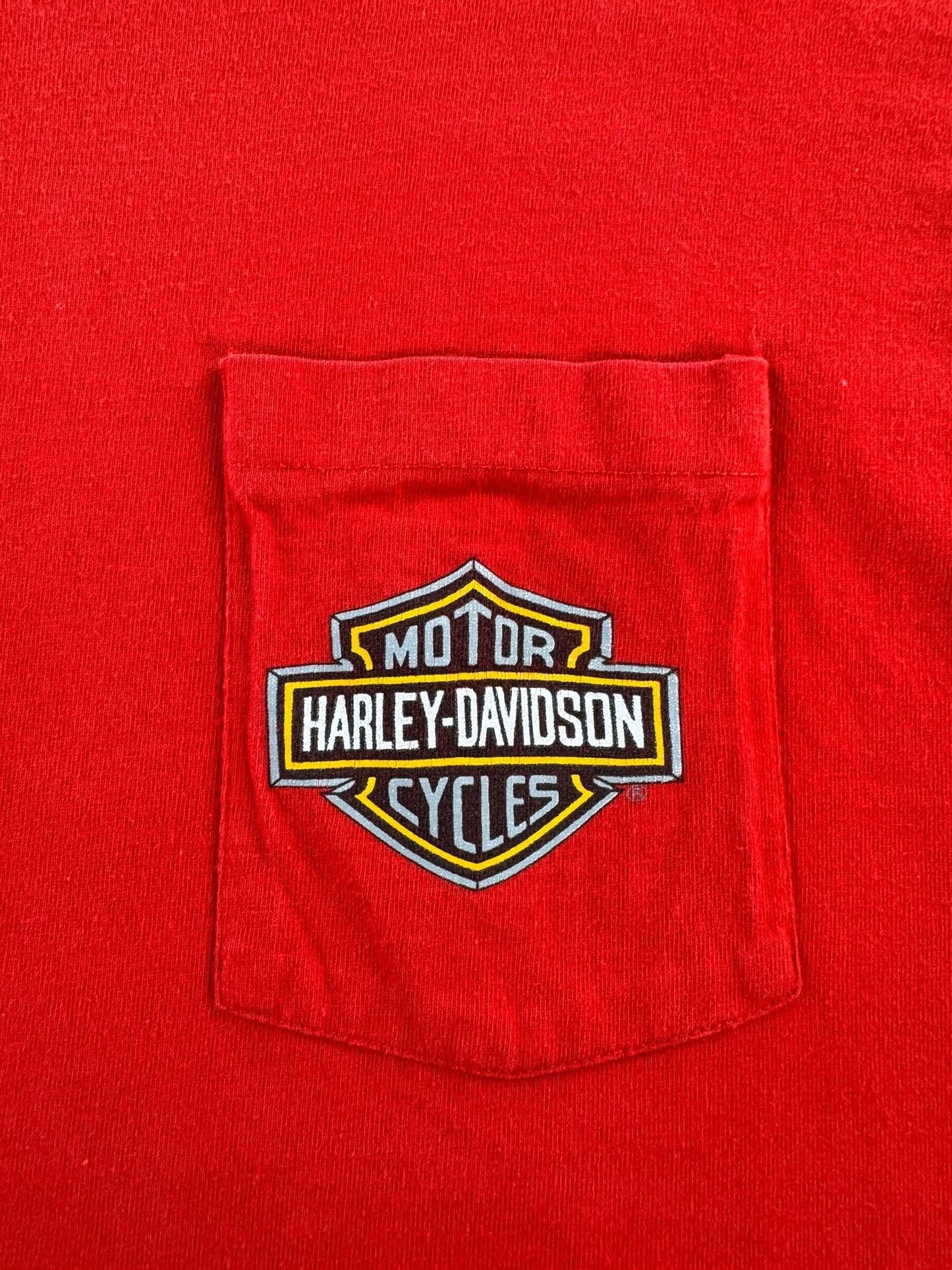 Pocket on Vintage Red Nashville Harley Tee SZ L