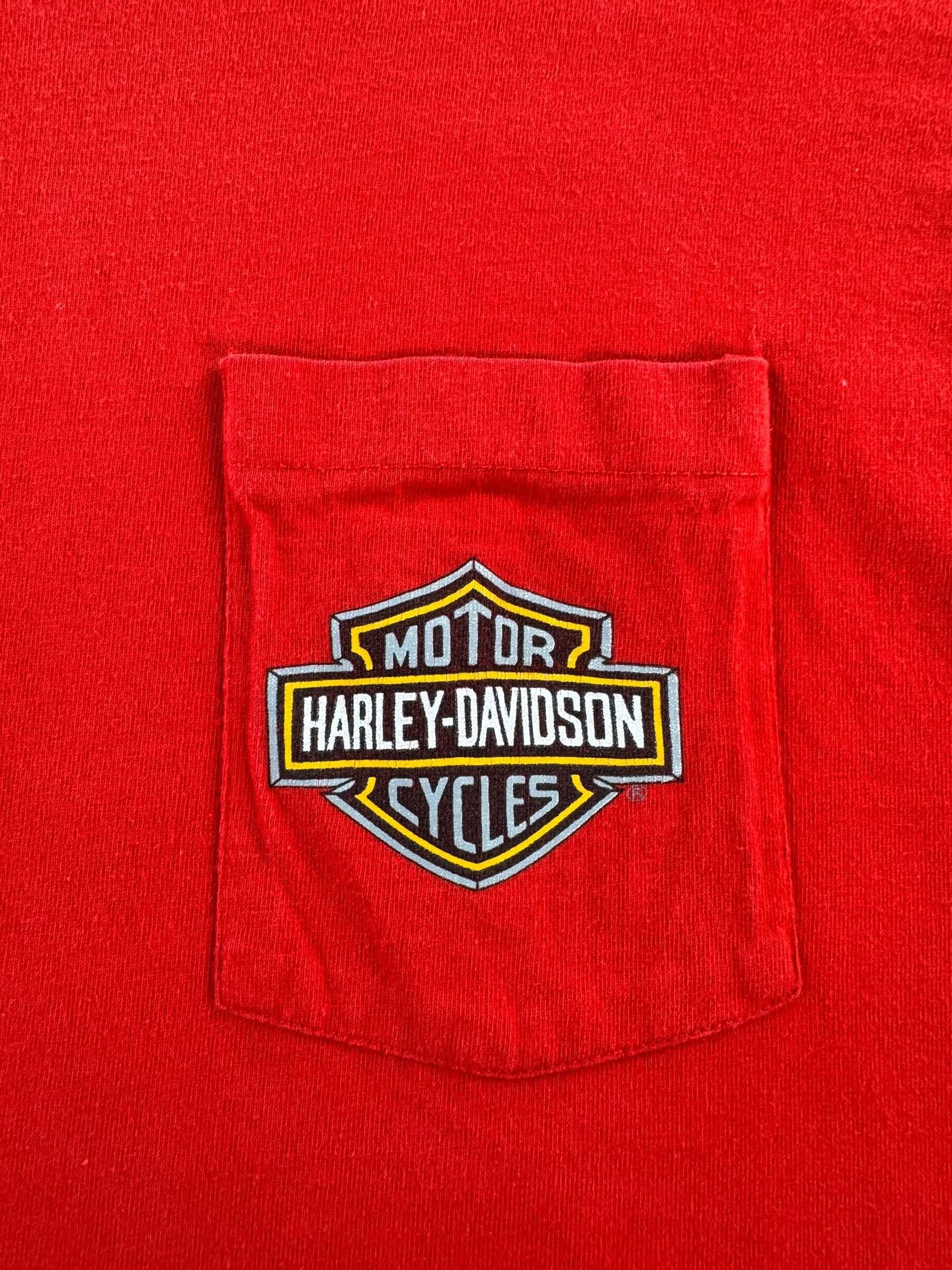 Pocket on Vintage Red Nashville Harley Tee SZ L