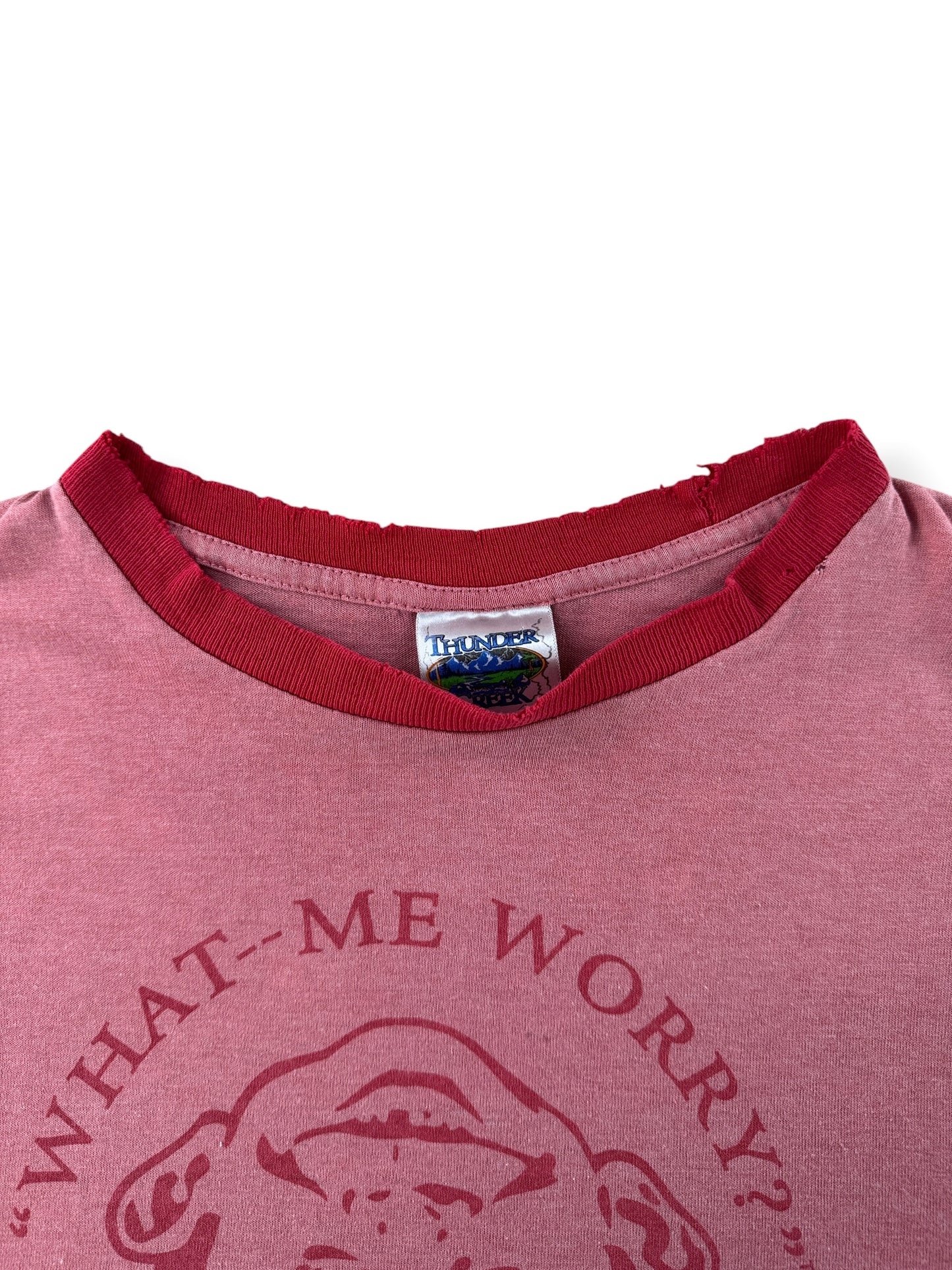 Collar on Vintage Y2K Alred E. Neuman Ringer Tee SZ L