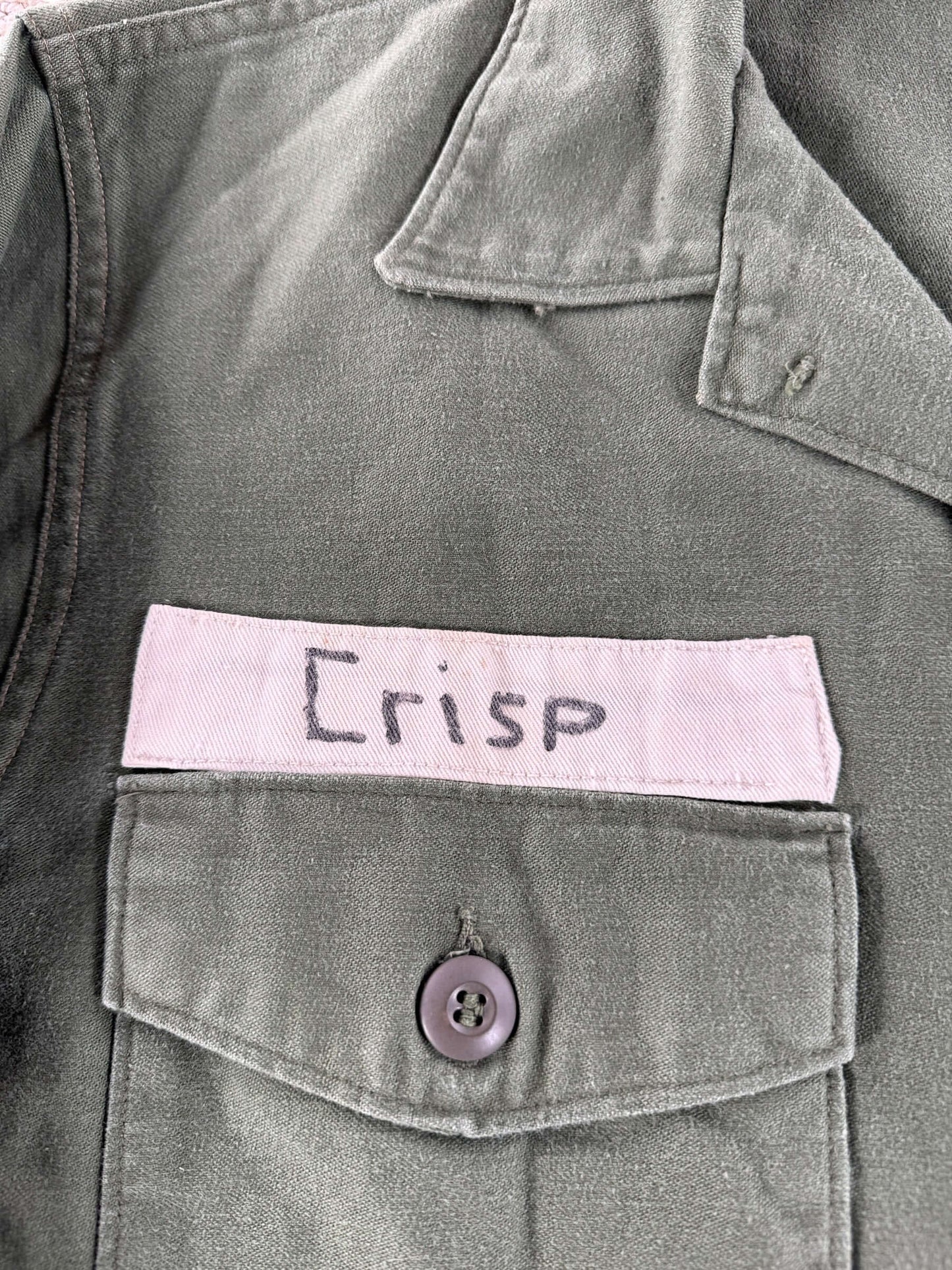 Label on Vintage 60s USN OG-107 Shirt SZ M