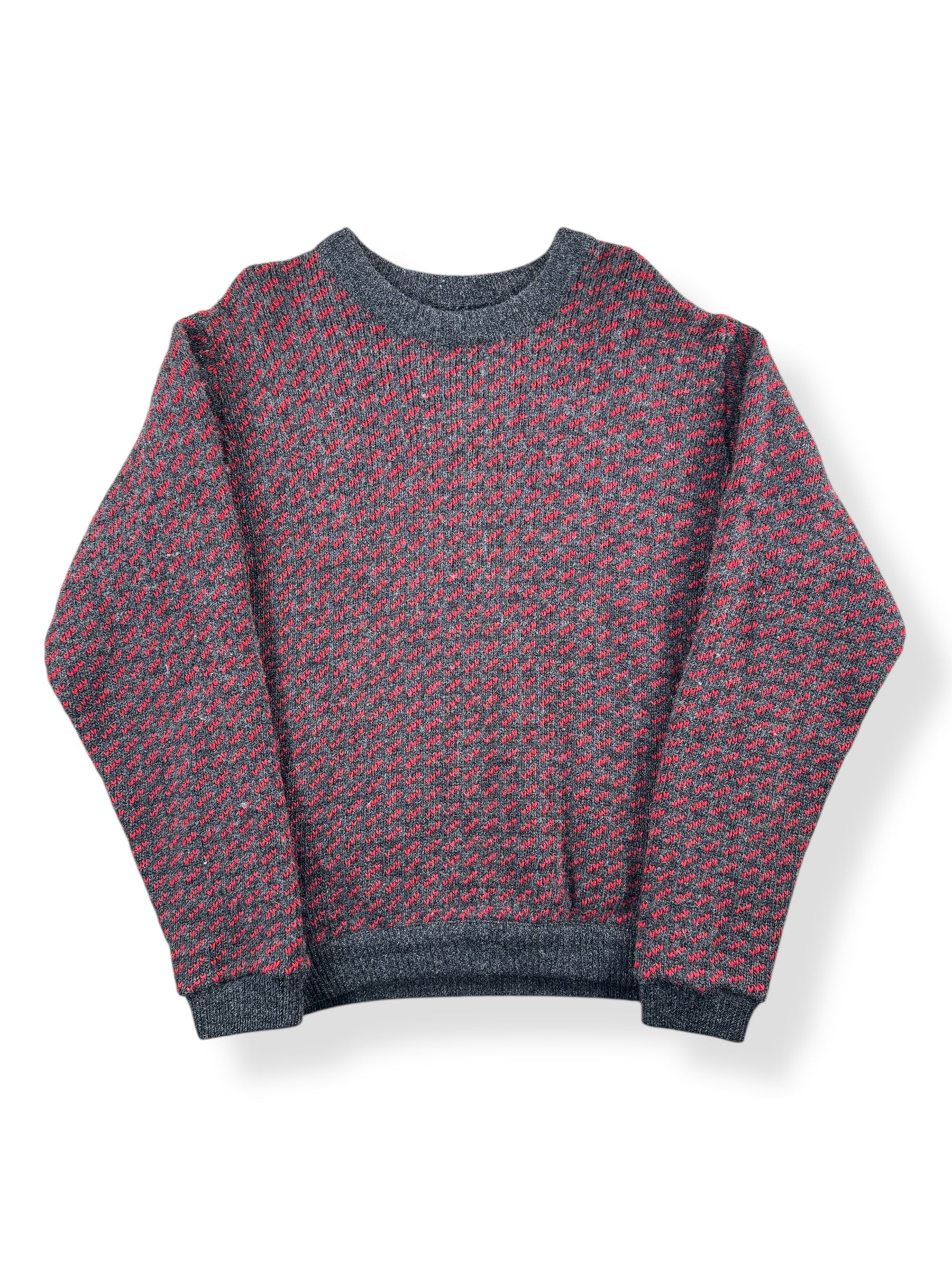 Front of Vintage Red & Grey L.L. Bean Nordic Birdseye Sweater SZ M