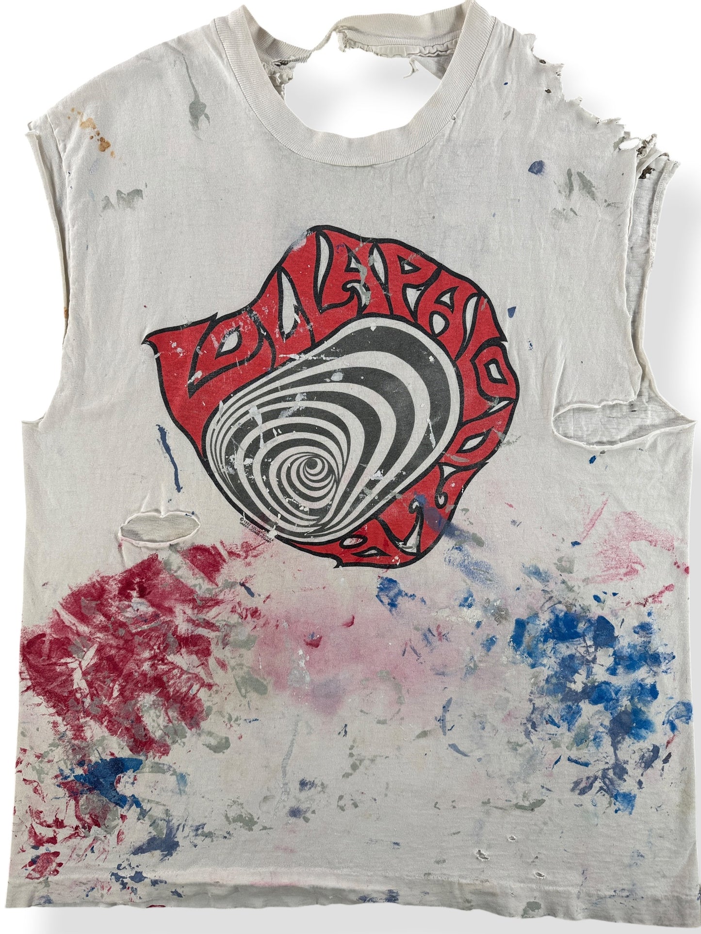 Front Close Up of Vintage Thrashed 1992 Lollapalooza Tee SZ L - AS IS