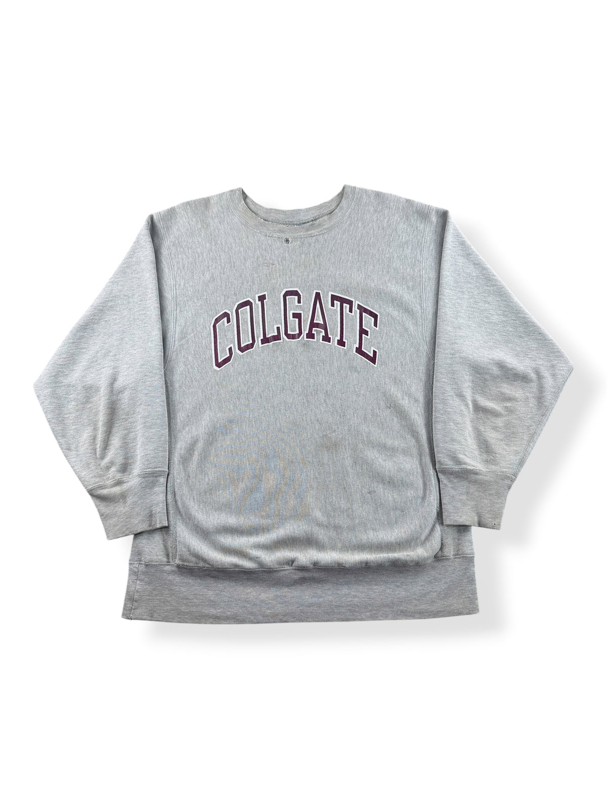 Front of Vintage Colgate Champion Reverse Weave Crewneck SZ XL (Fits L)