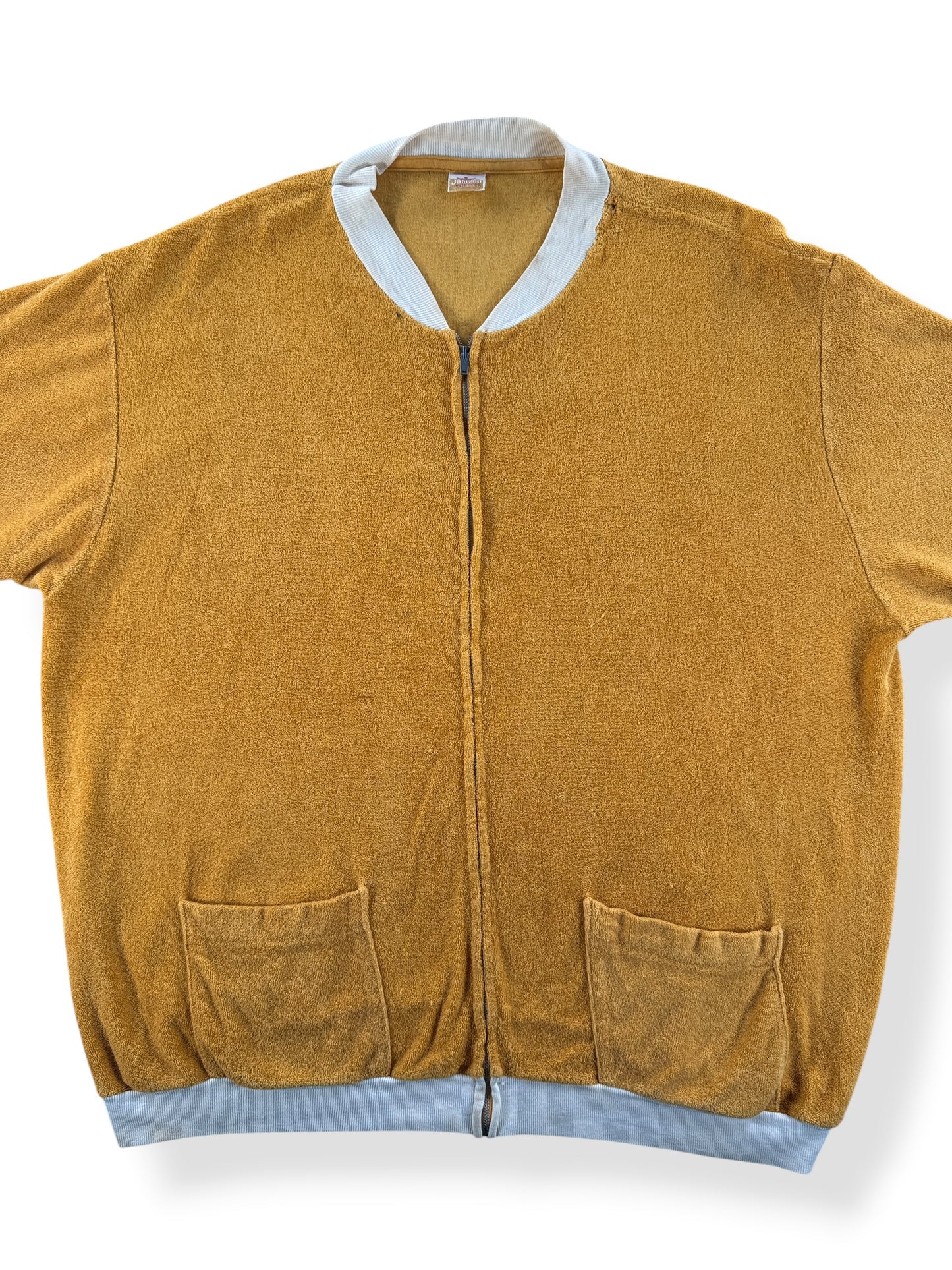 Front Close Up of Vintage Jantzen Terry Cloth Zip Up Jacket SZ XL