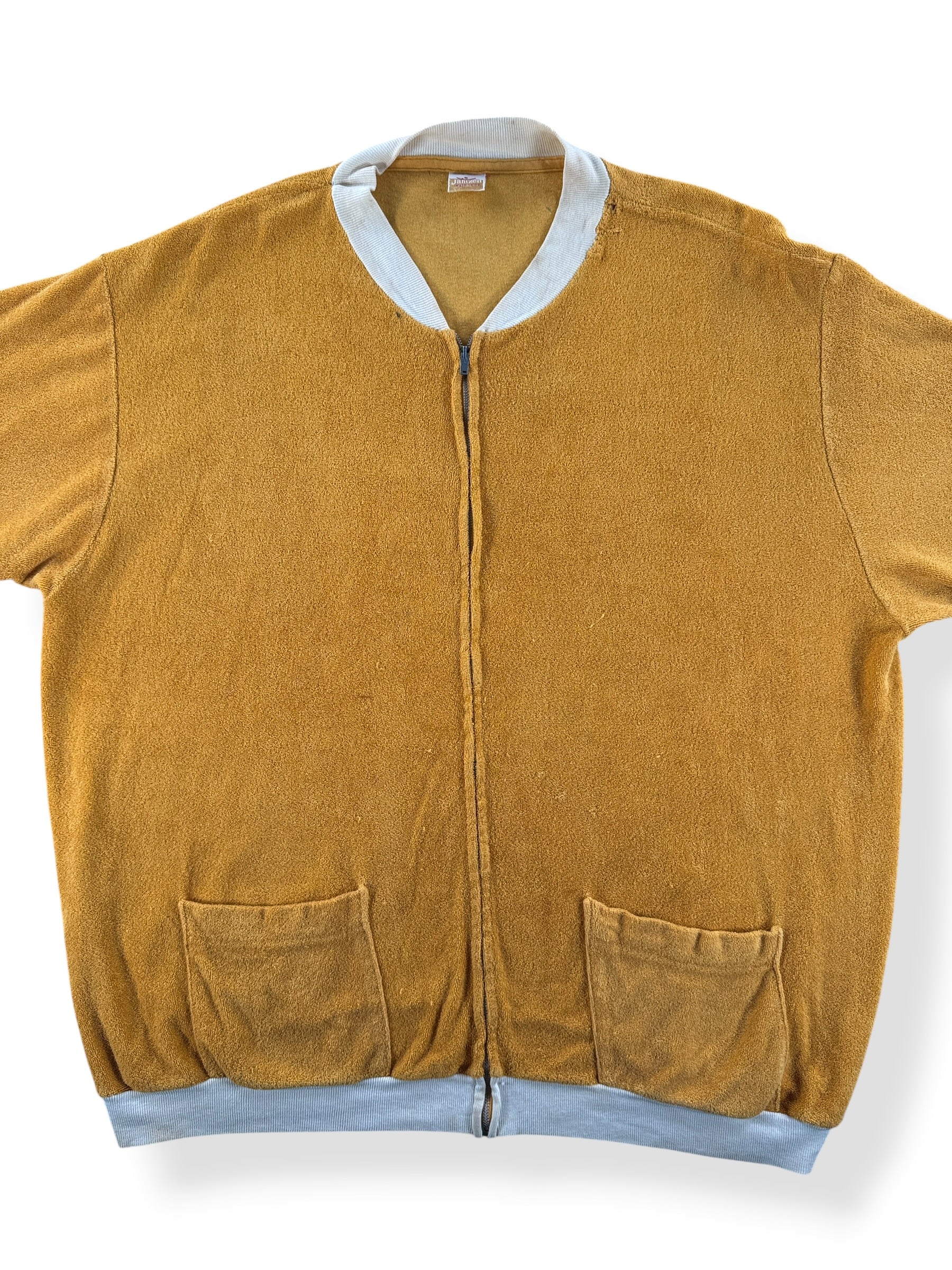 Front Close Up of Vintage Jantzen Terry Cloth Zip Up Jacket SZ XL
