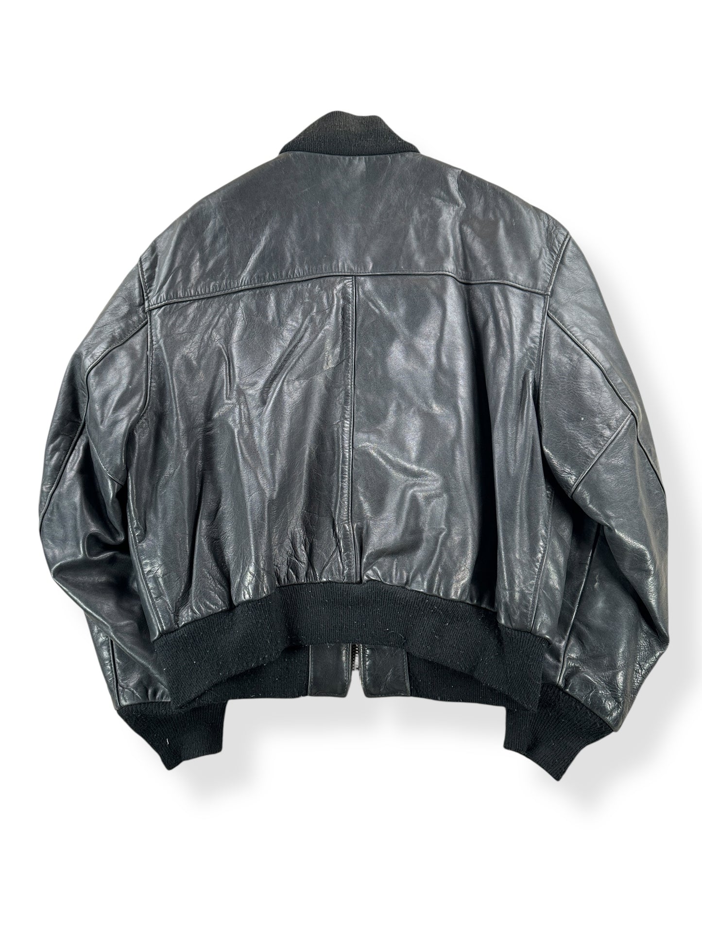 Back of Vintage Schott Leather MA-1 Jacket SZ 46