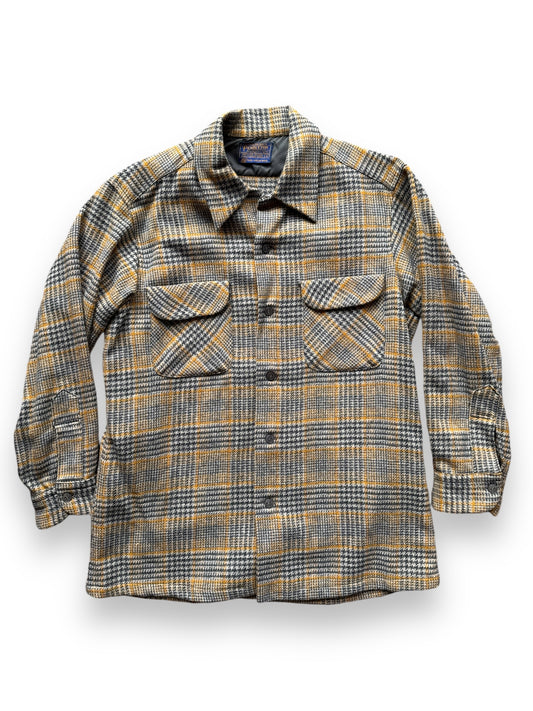 front of Vintage Pendleton Crazy Yellow Plaid Board Shirt SZ M