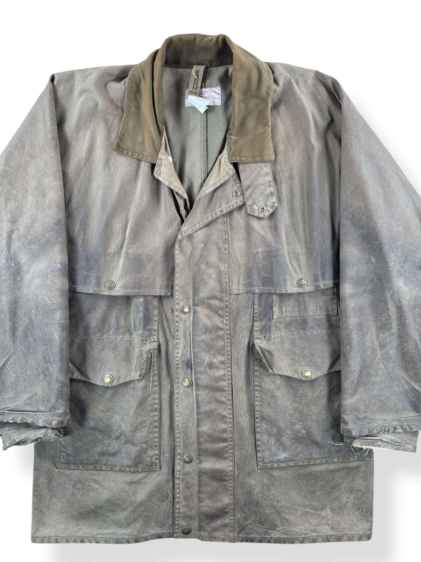 Front Close Up of Vintage Filson Shelter Cloth Packer Coat SZ 40 AS IS
