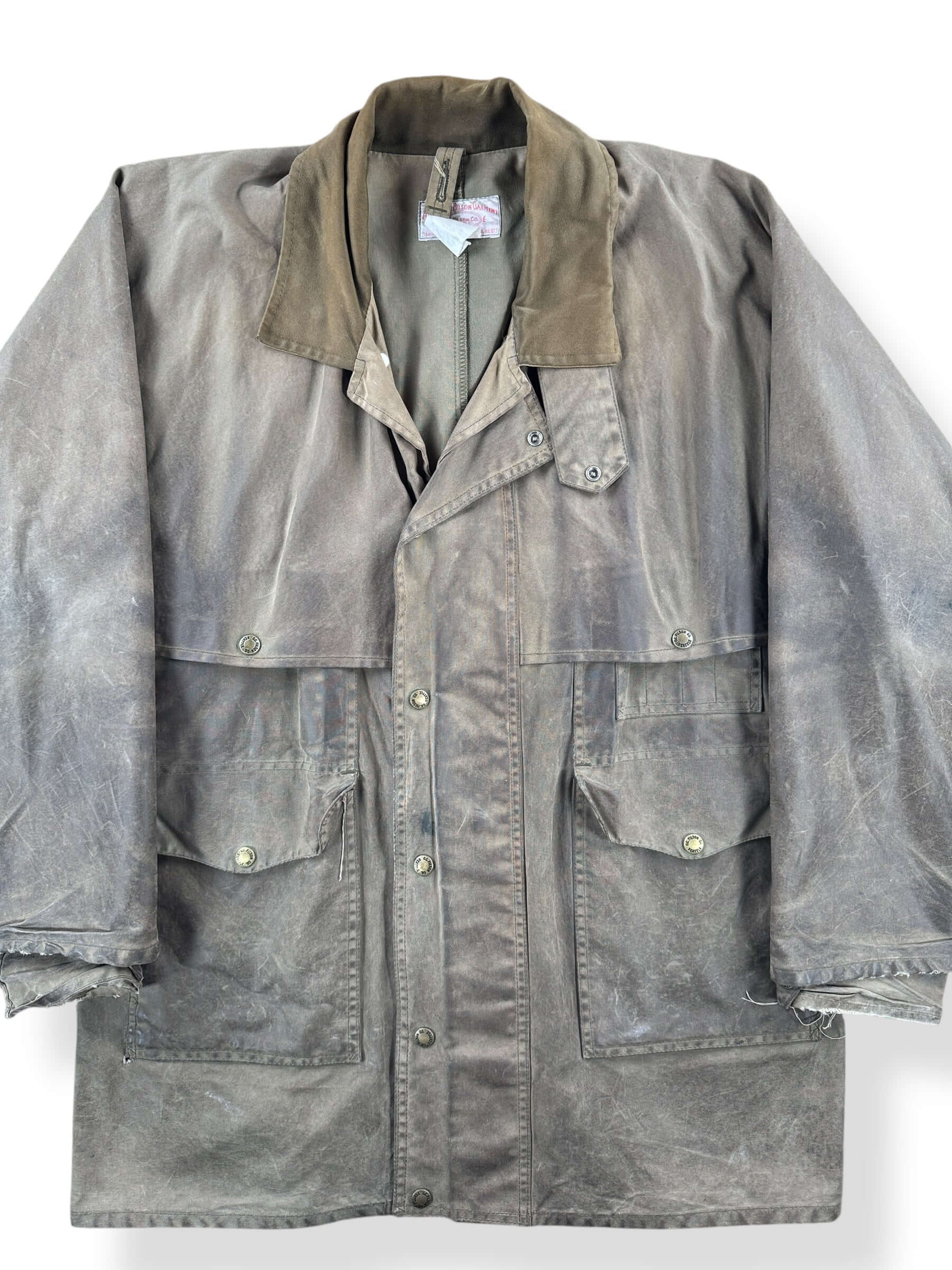 Front Close Up of Vintage Filson Shelter Cloth Packer Coat SZ 40 AS IS