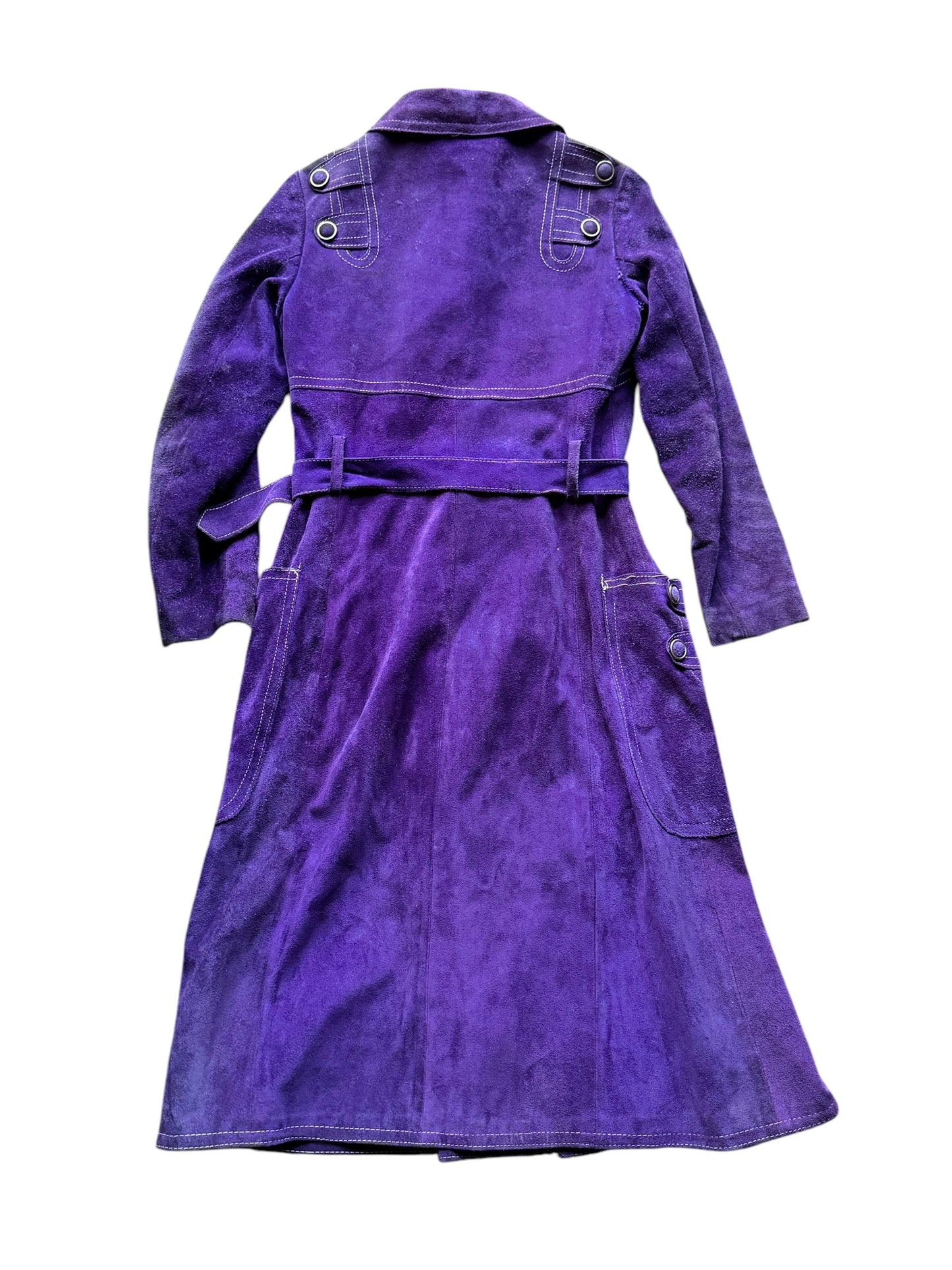 Full back view of 1960s Purple Suede Trench Coat S