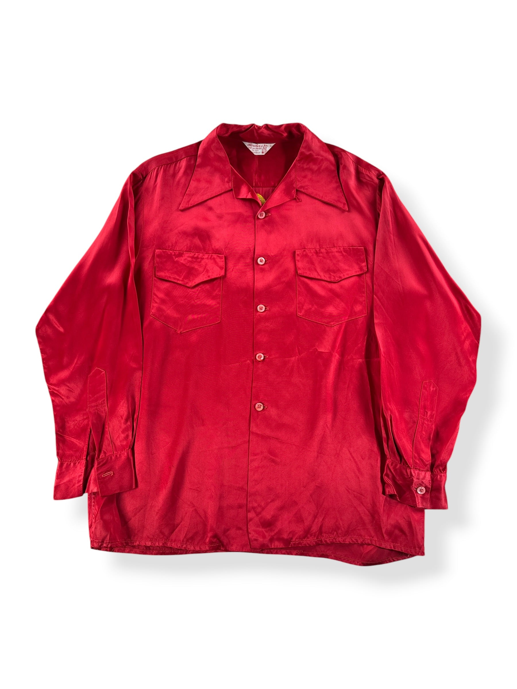 Front of Vintage 1950s Satin Bowling Shirt SZ L