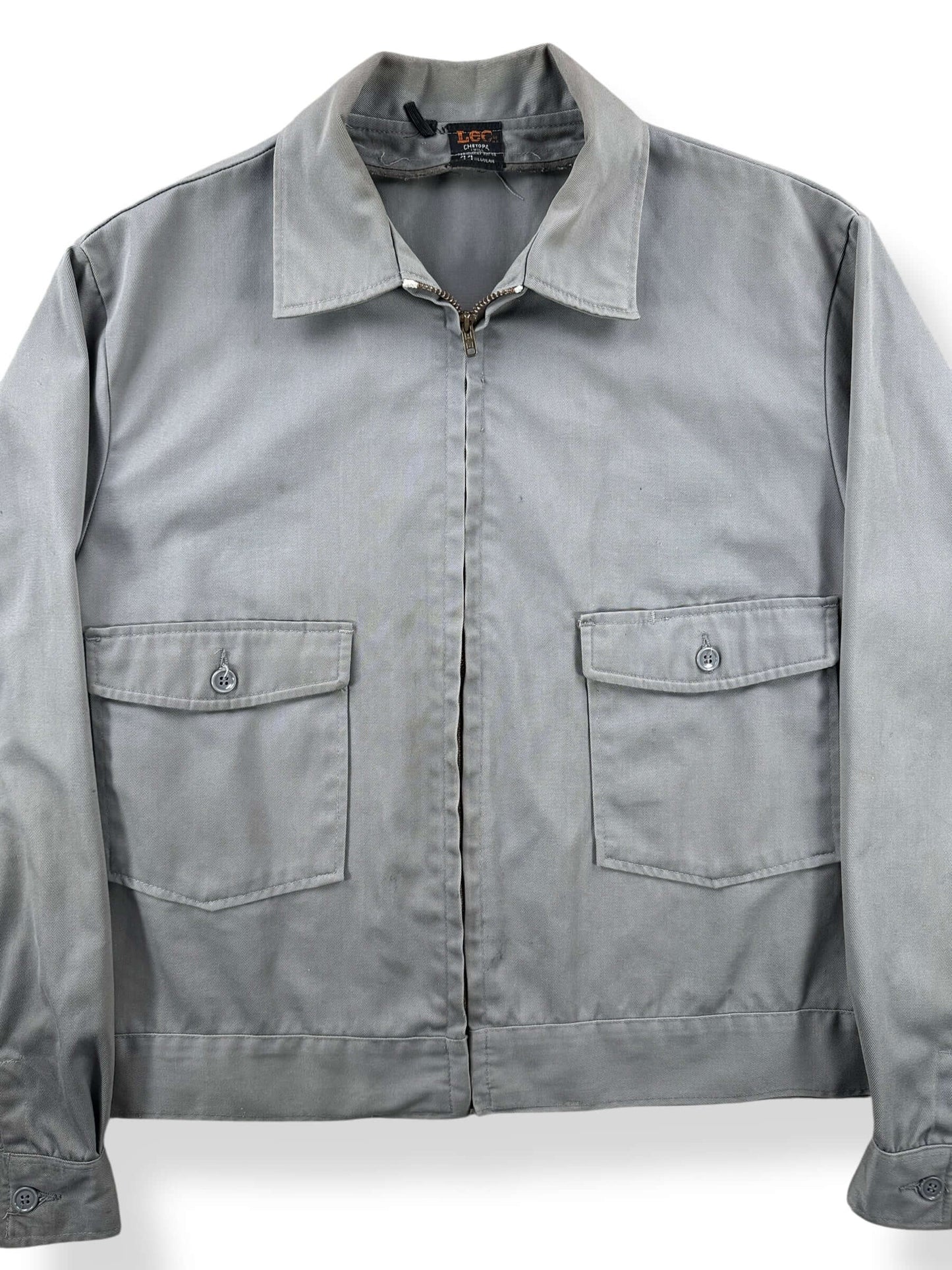 Front Close Up of Vintage Lee Chetopa Twill Gas Station Jacket SZ 44