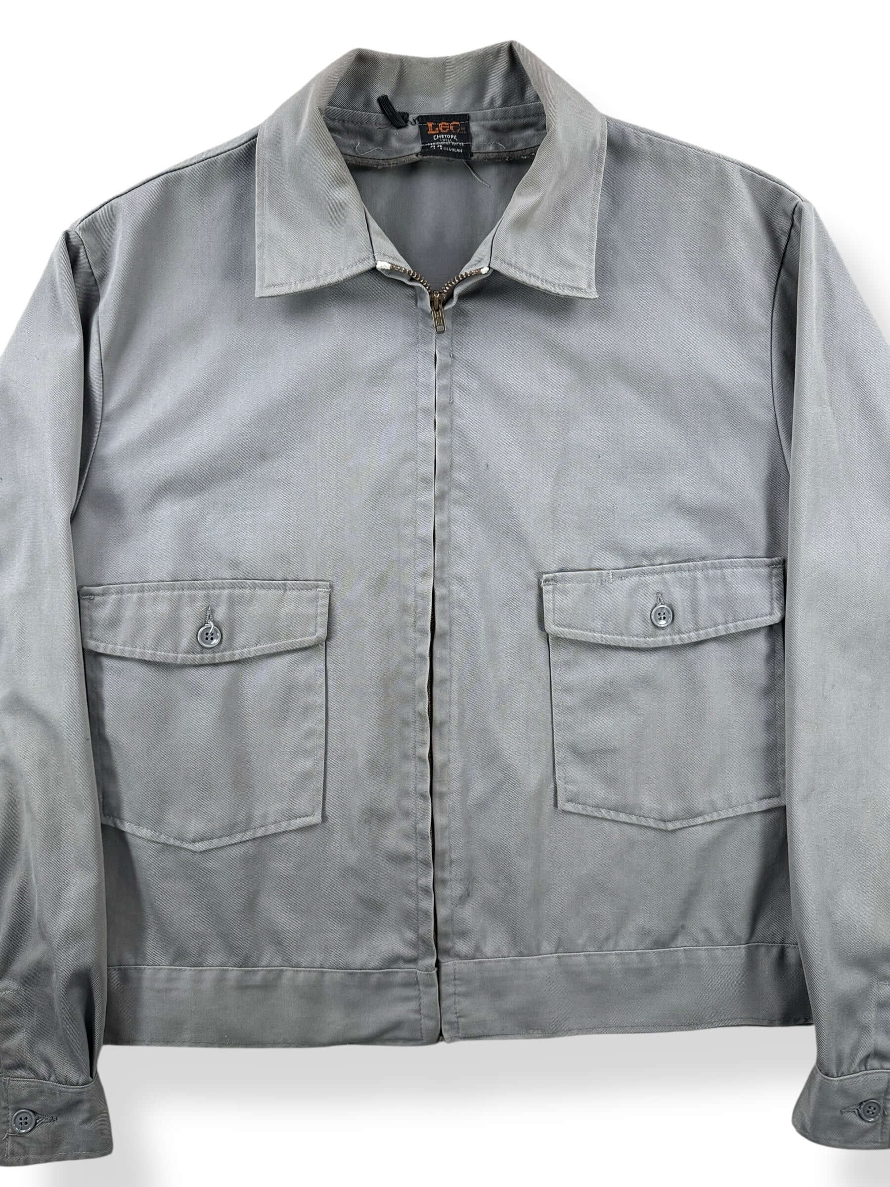 Front Close Up of Vintage Lee Chetopa Twill Gas Station Jacket SZ 44