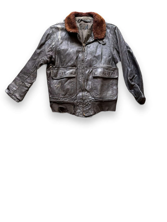 Front View of Vintage 60's Era Distressed G-1 Leather Jacket SZ 40 |  Vintage Leather Jackets Seattle