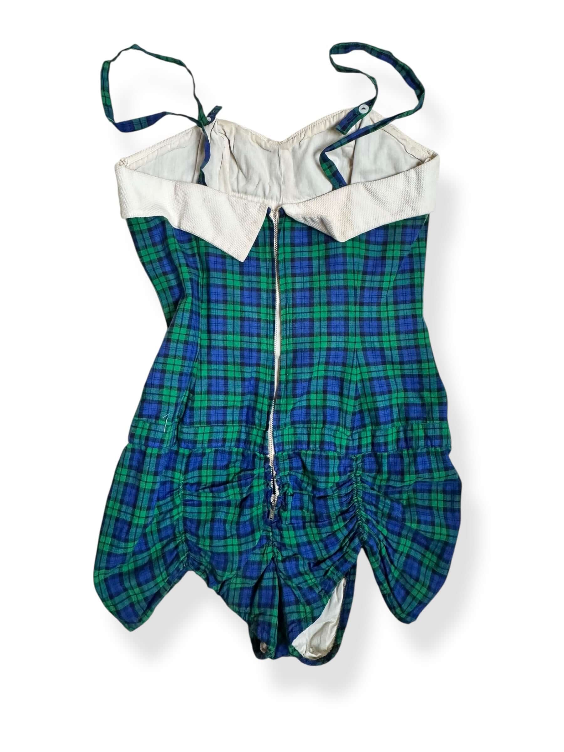 Back view of 1950s Plaid Cotton Bathing Suit S