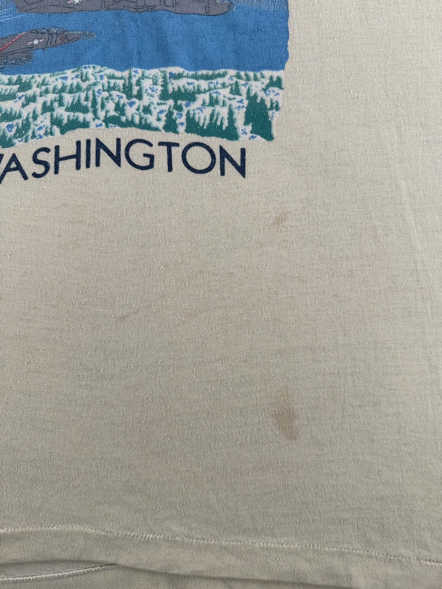 Stain on Vintage McChord Air Force Base Washington Tee SZ L (Fits M)