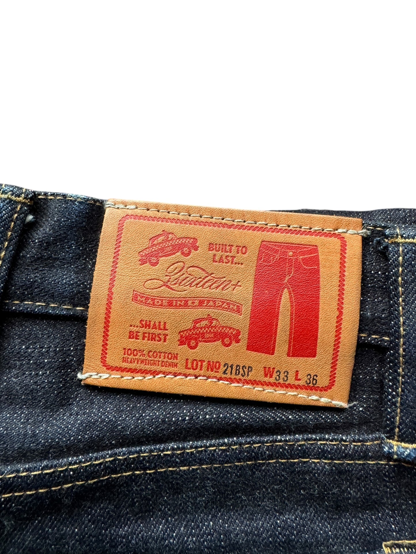 Patch on 3sixteen 21BSP Tapered Fit Raw Japanese Selvedge W34