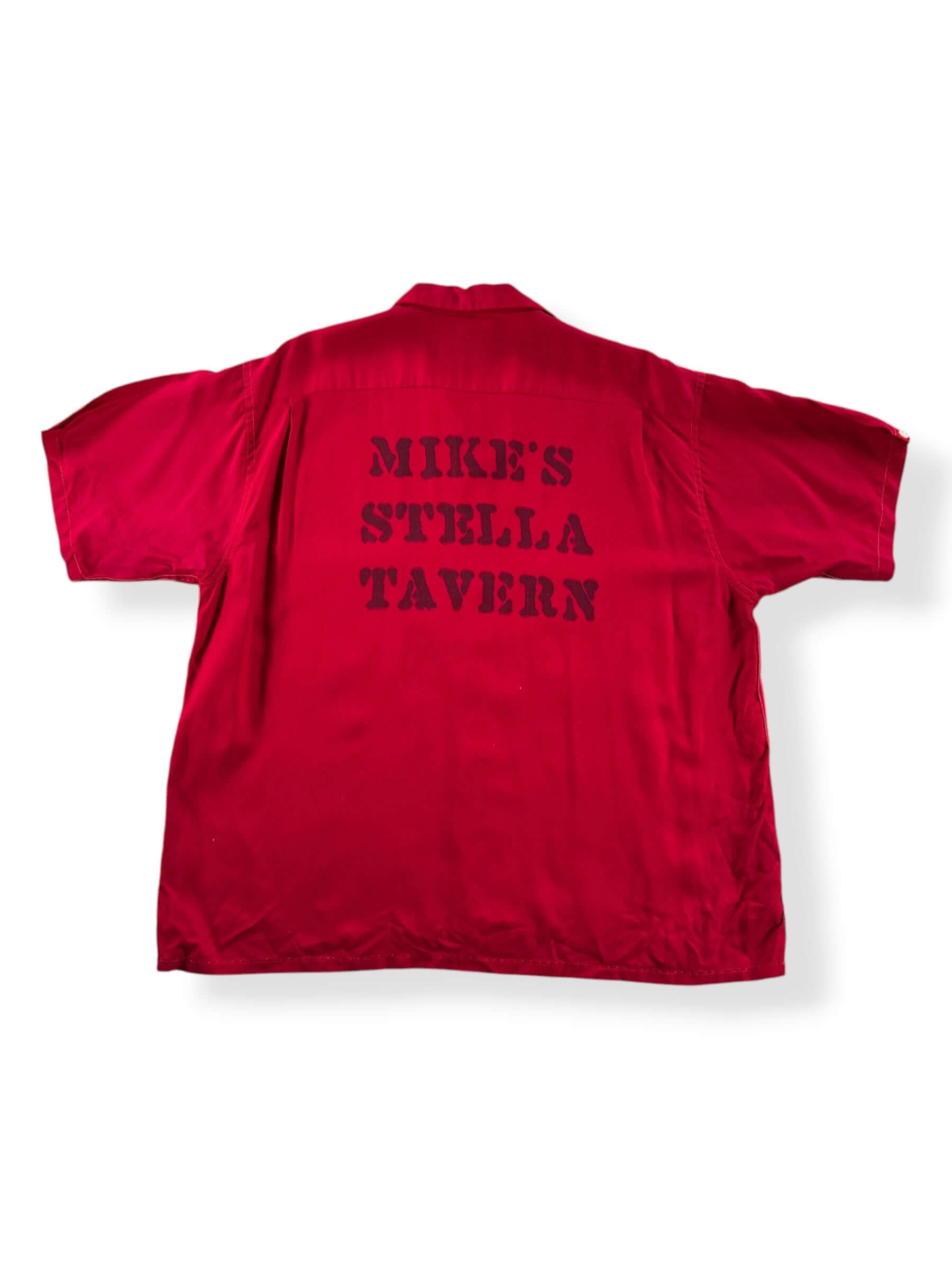 Back of Vintage 50s Crown Colony Mike's Stella Tavern Bowling Shirt SZ L
