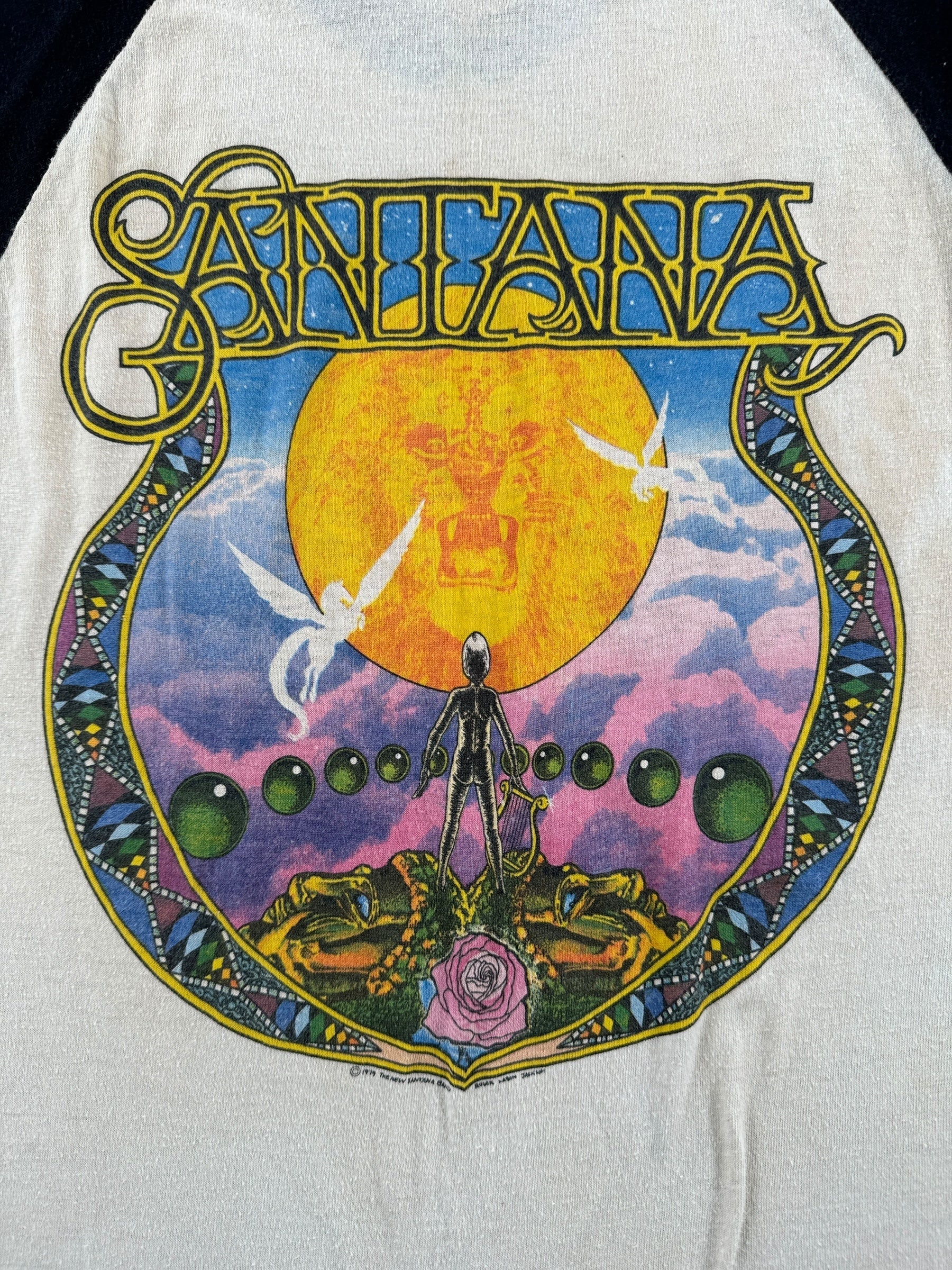 Back Graphic of Vintage 1979 Santana Raglan Tee SZ M