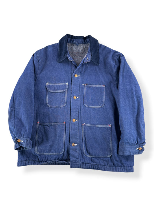 Front of Vintage Wrangler Blanket Lined Denim Chore Coat SZ 50