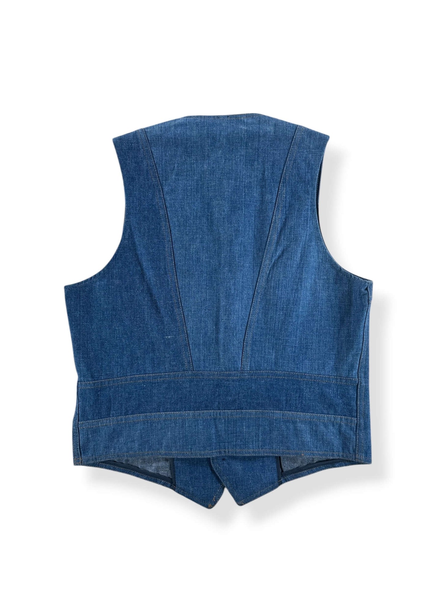 Back of Vintage Unbranded Denim Vest SZ 42R