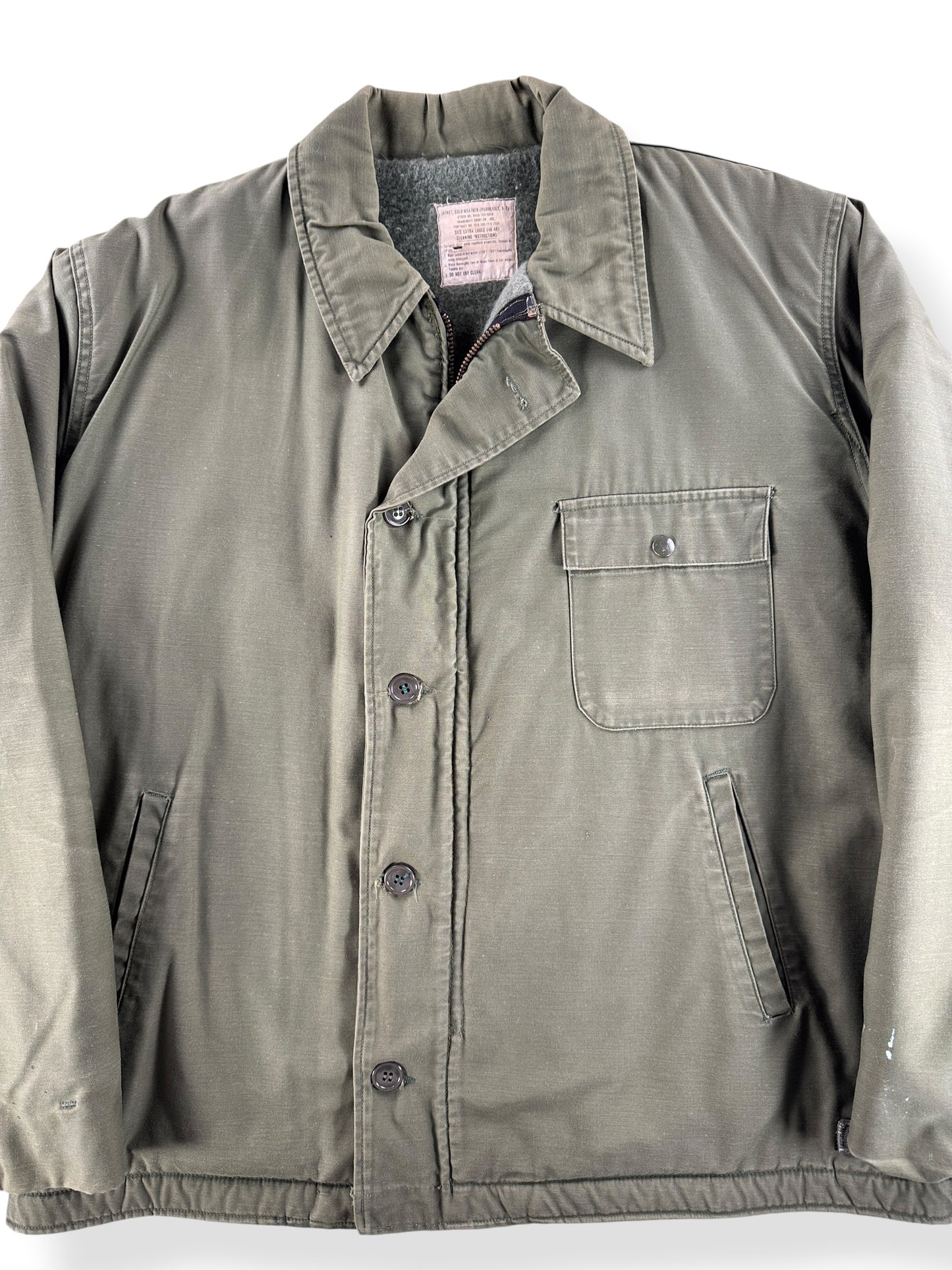 Front Close Up of Vintage Cold Weather A-2 Deck Jacket SZ XL