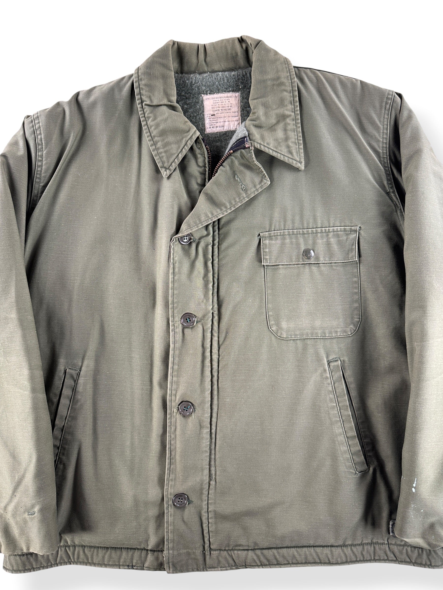Front Close Up of Vintage Cold Weather A-2 Deck Jacket SZ XL