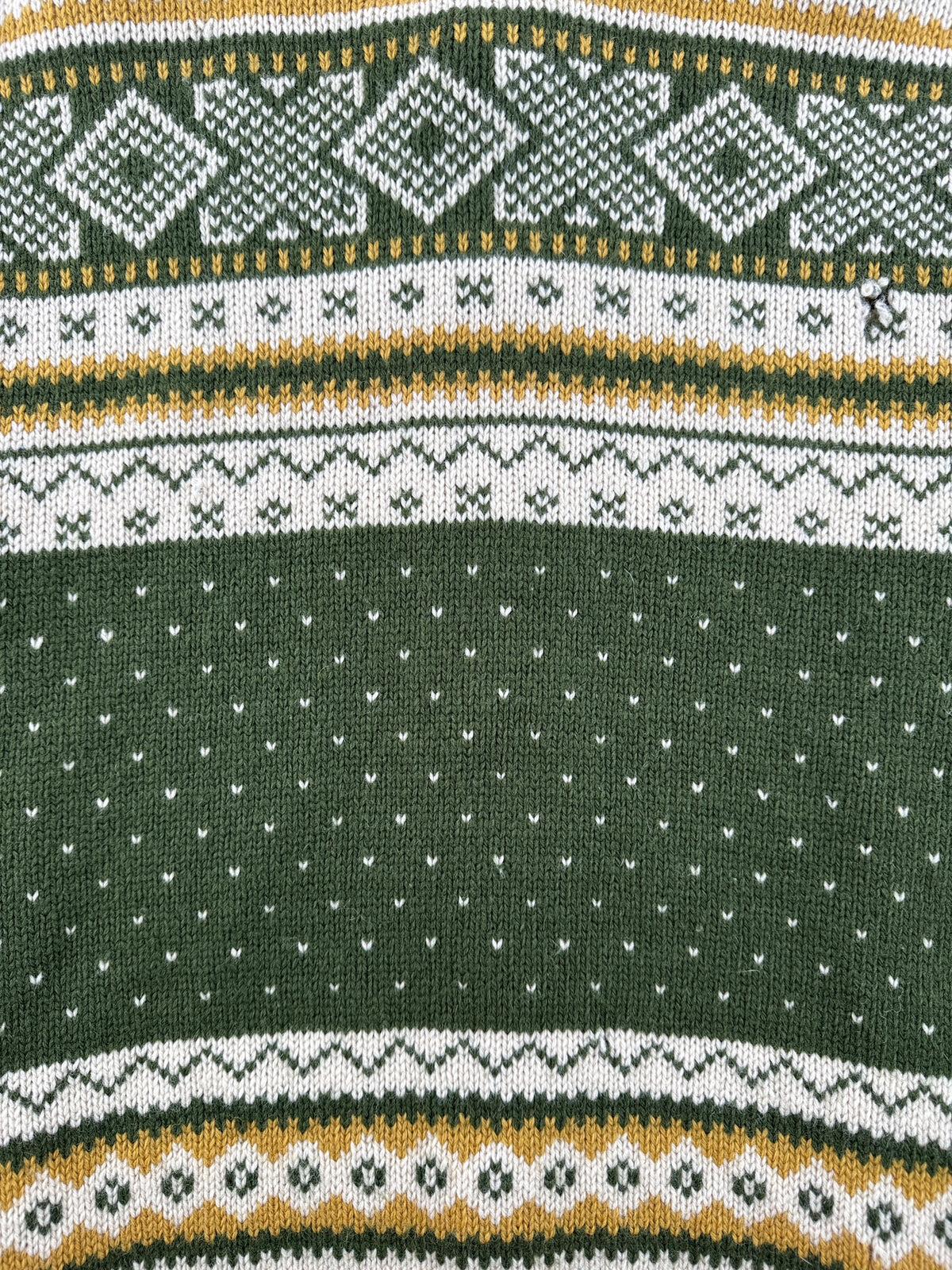 Knit pattern on Vintage Green & Mustard Norwegian Wool Cardigan SZ M
