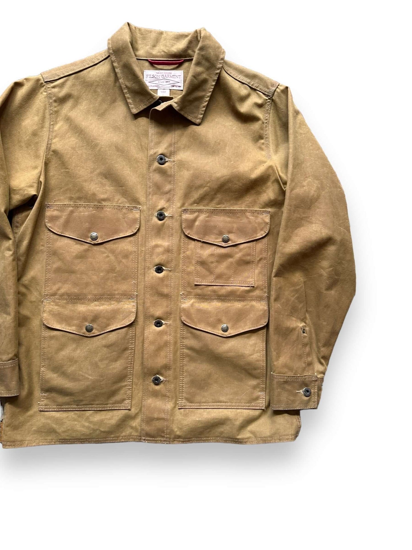 Front Left View of Filson Tin Cloth Cruiser Jacket SZ L | Filson Workwear Seattle