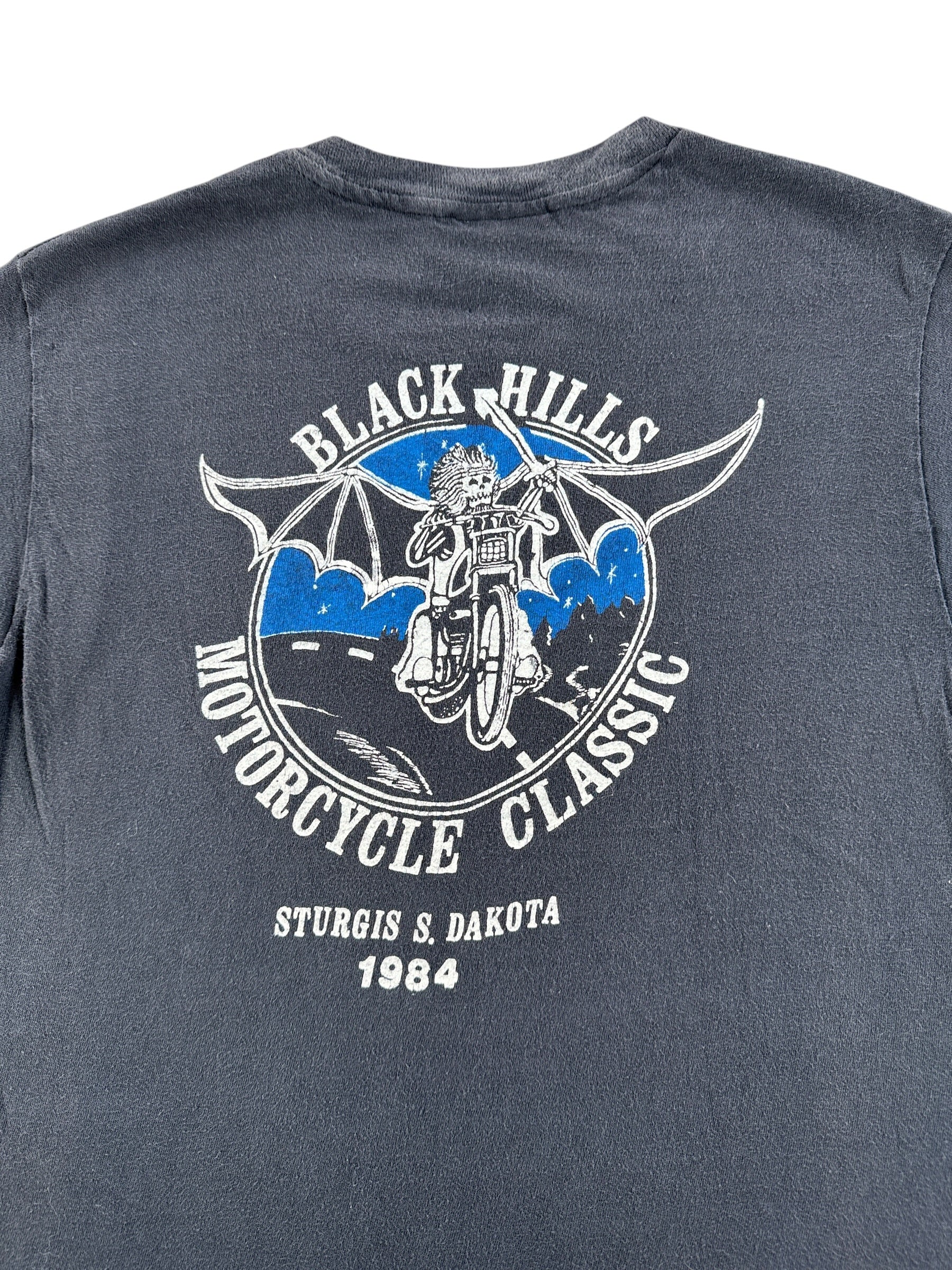 Back Graphic of Vintage 1984 Sturgis Kill Em All Tee SZ M (Fits S)
