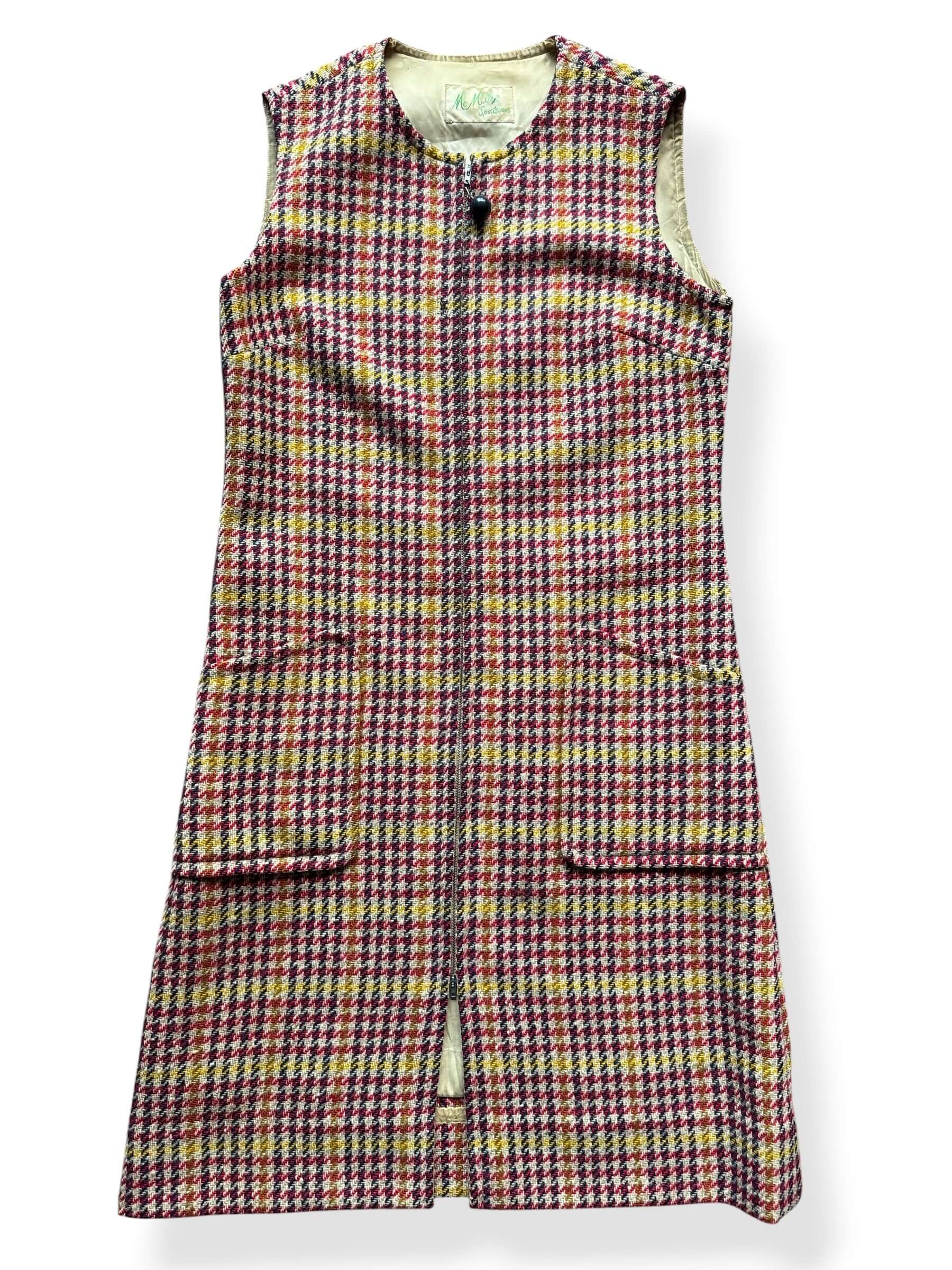 Close-up of Vintage 1960s McMullen Houndstooth Wool Dress SZ M