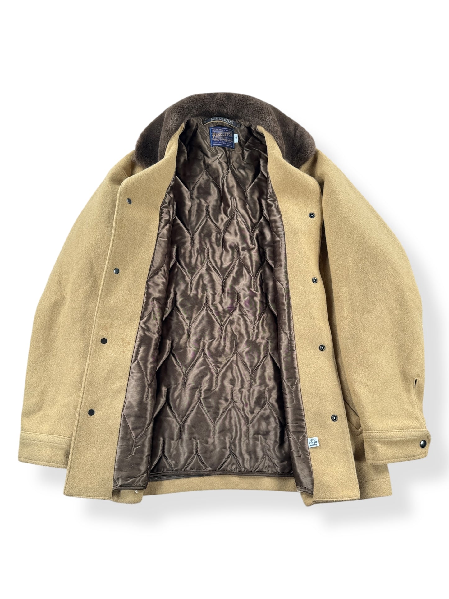 Inside of Vintage Pendleton Wool Fur Collared Coat SZ M