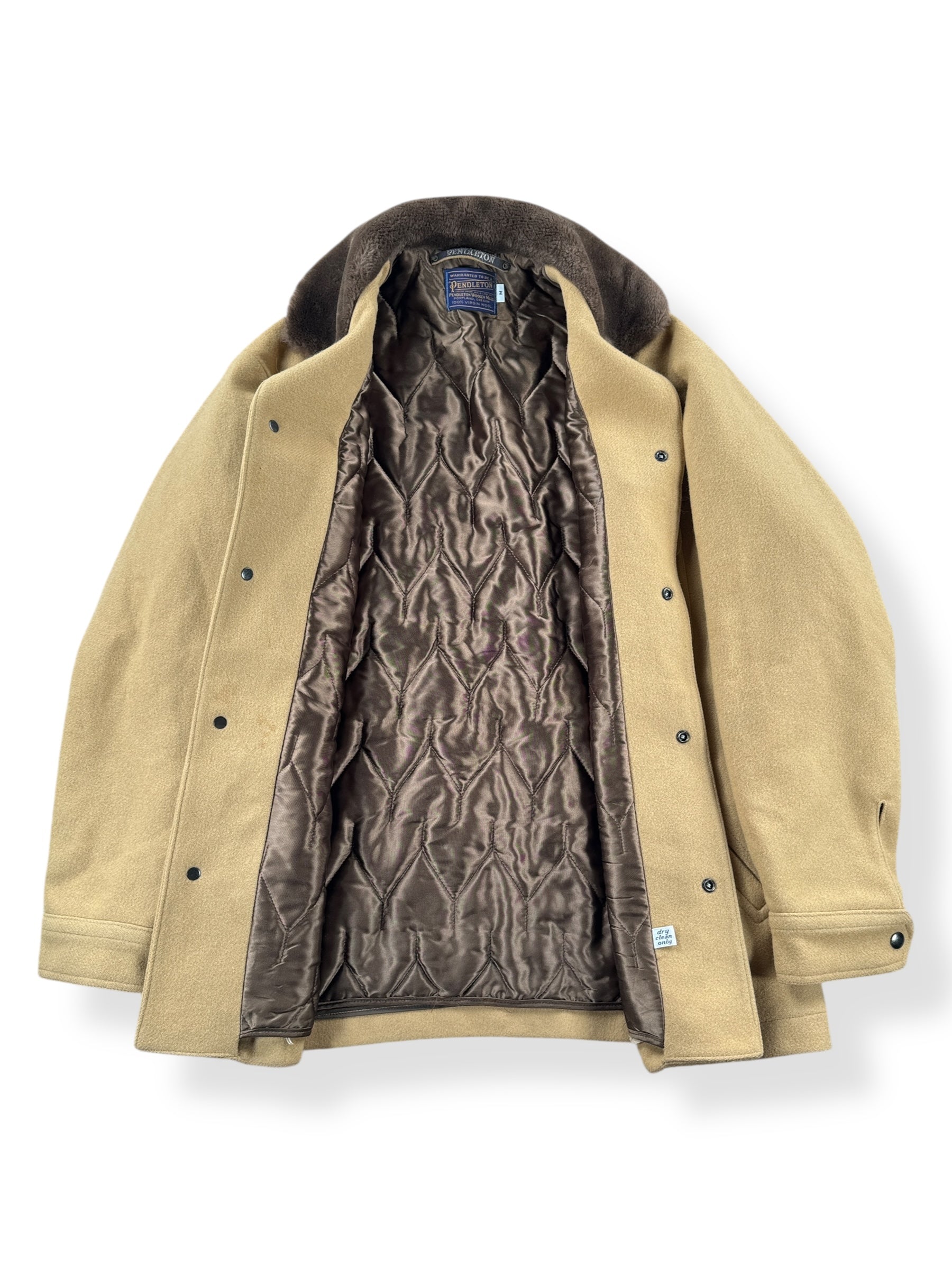 Inside of Vintage Pendleton Wool Fur Collared Coat SZ M