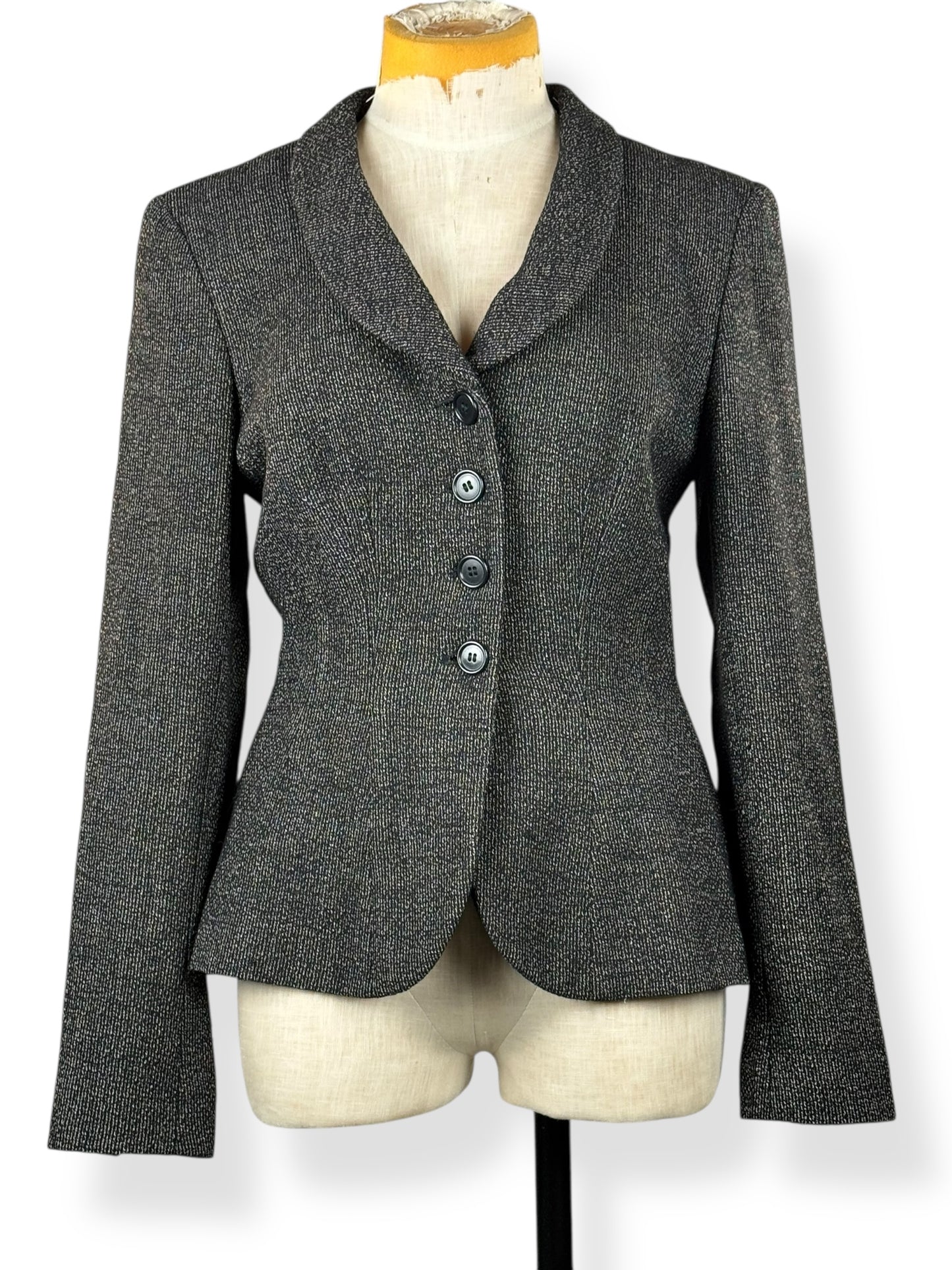 Front of 1990s DKNY 40s Inspired Wool Blazer M