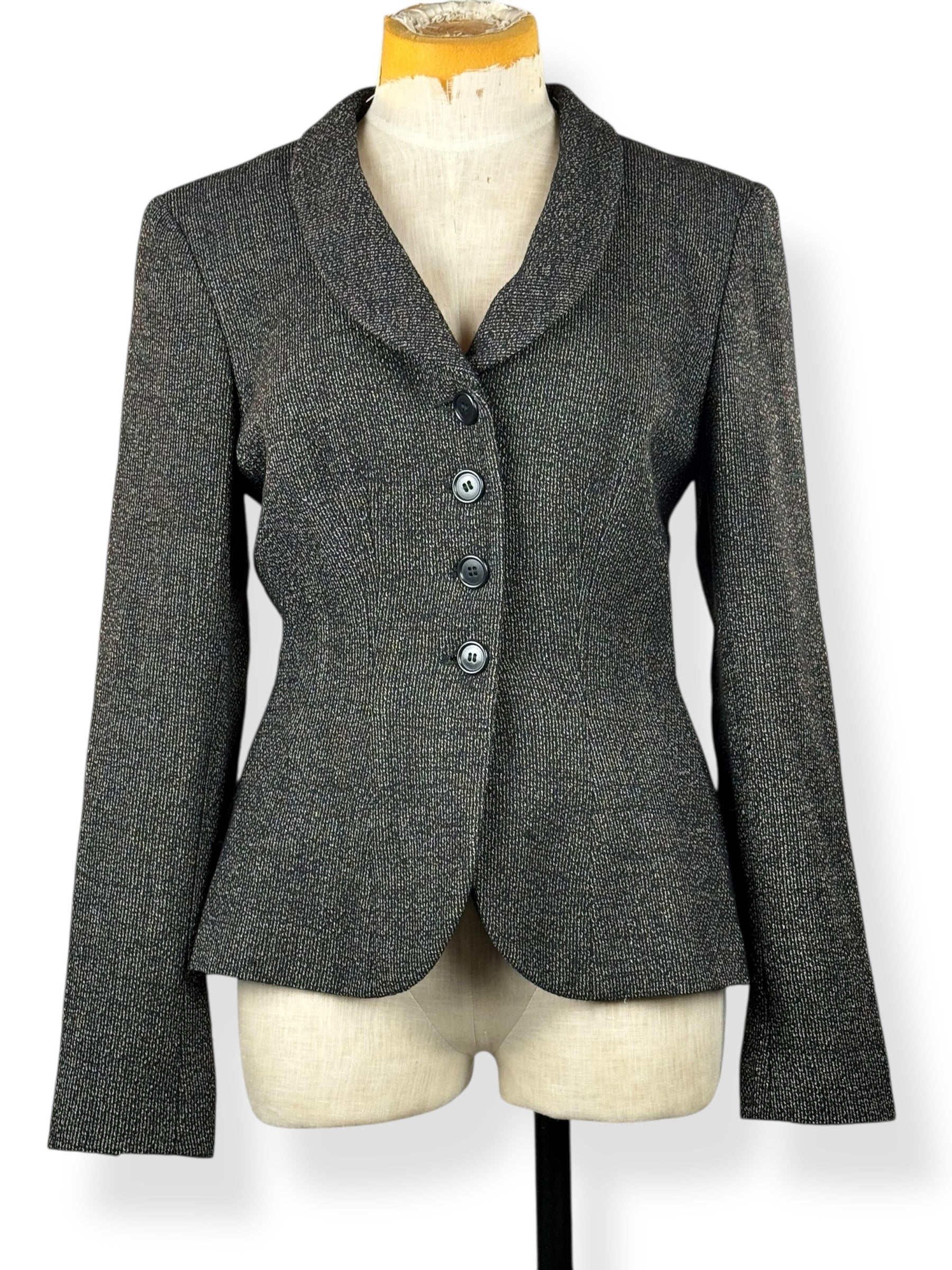Front of 1990s DKNY 40s Inspired Wool Blazer M