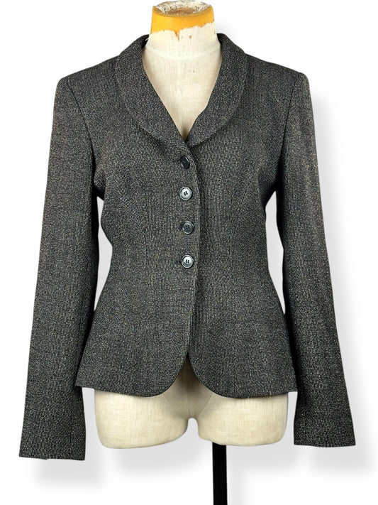 Front of 1990s DKNY 40s Inspired Wool Blazer M