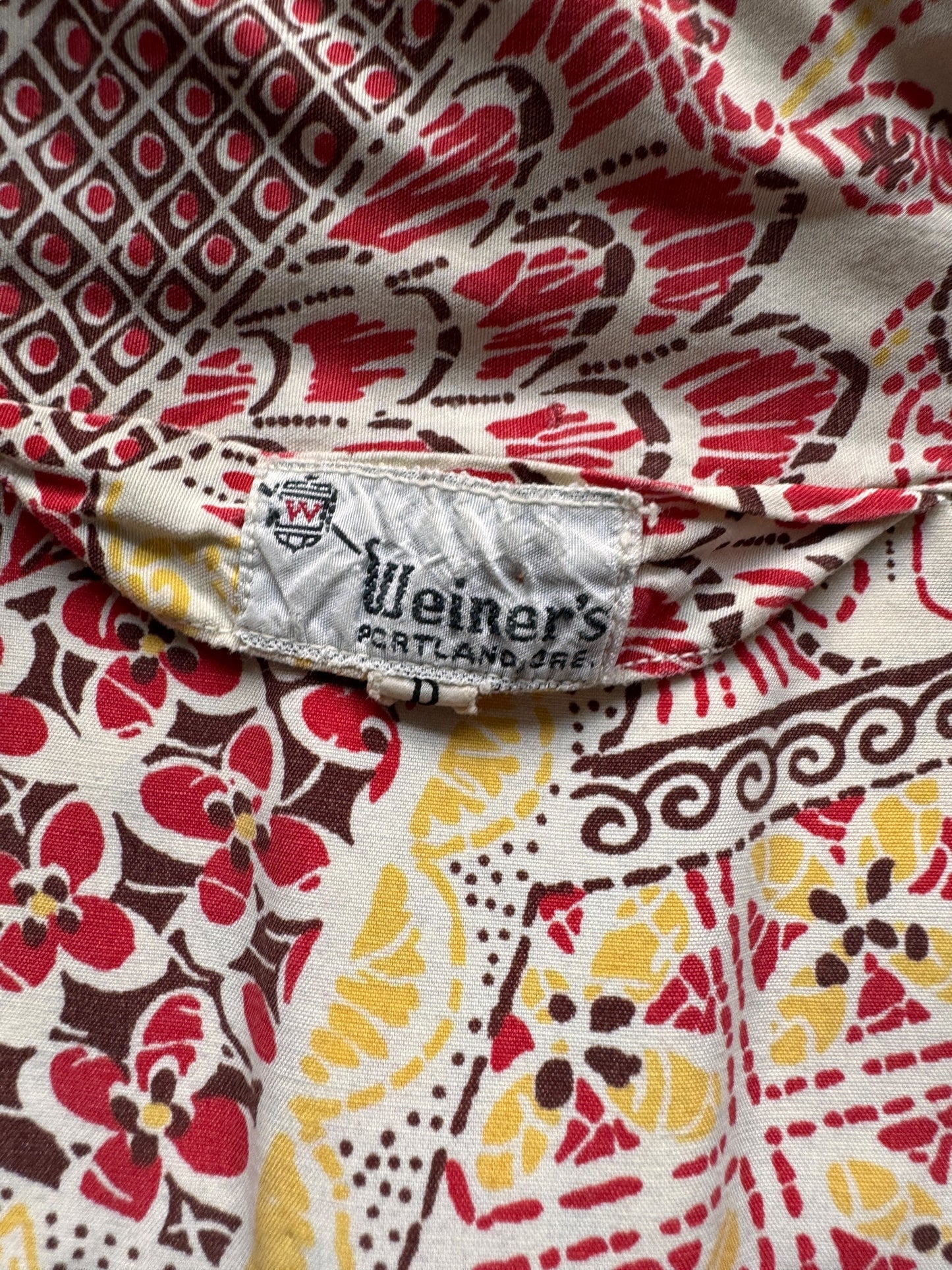 tag on Vintage Weiner's Longsleeve Aloha Shirt SZ XL