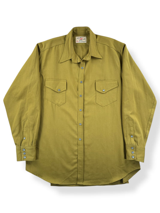 Front of Vintage Jack Frost Chartreuse Pearl Snap SZ XXL