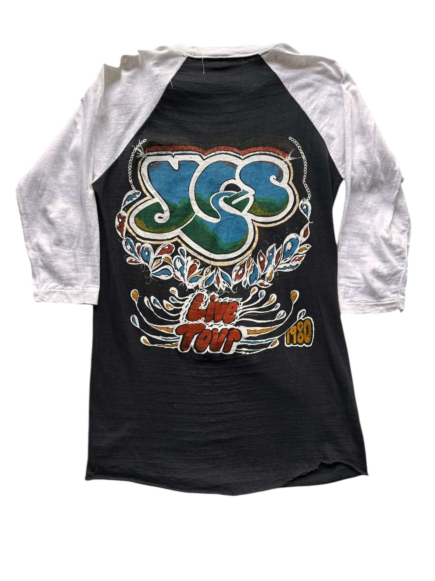 Rear View of Vintage 1980 Yes Tour Raglan Tee SZ M