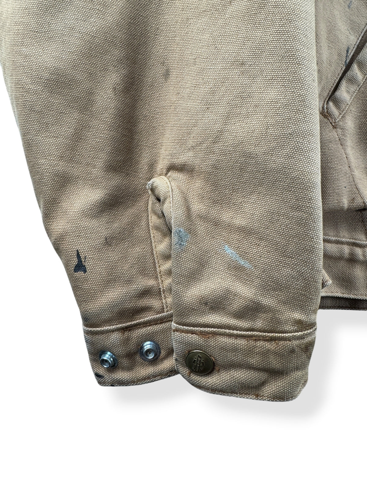 Paint on cuffs of Vintage 1990s Dickies Detroit Style Workwear Jacket L