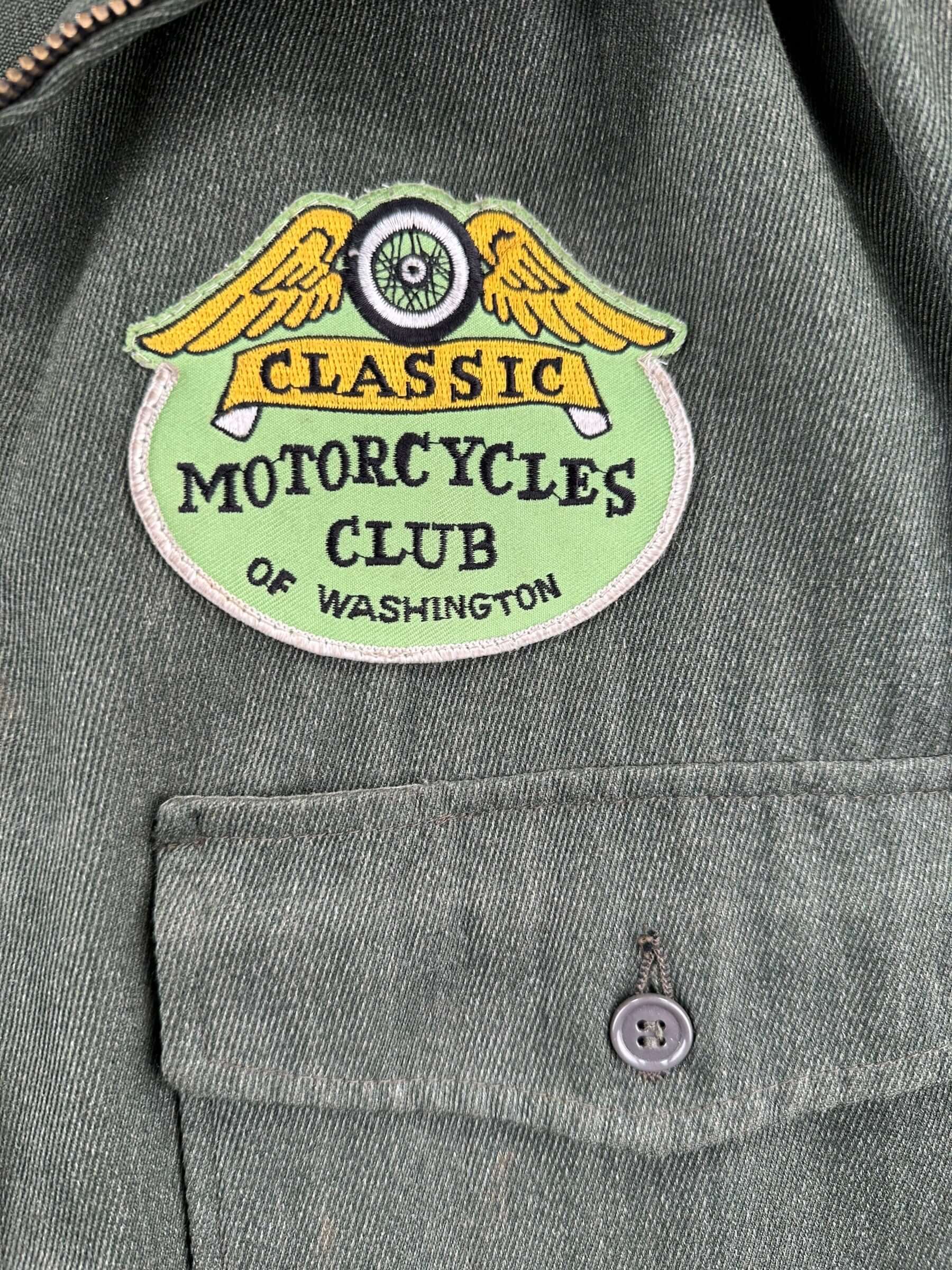 patch on Vintage Day's Classic Motorcycle Club Jacket SZ M