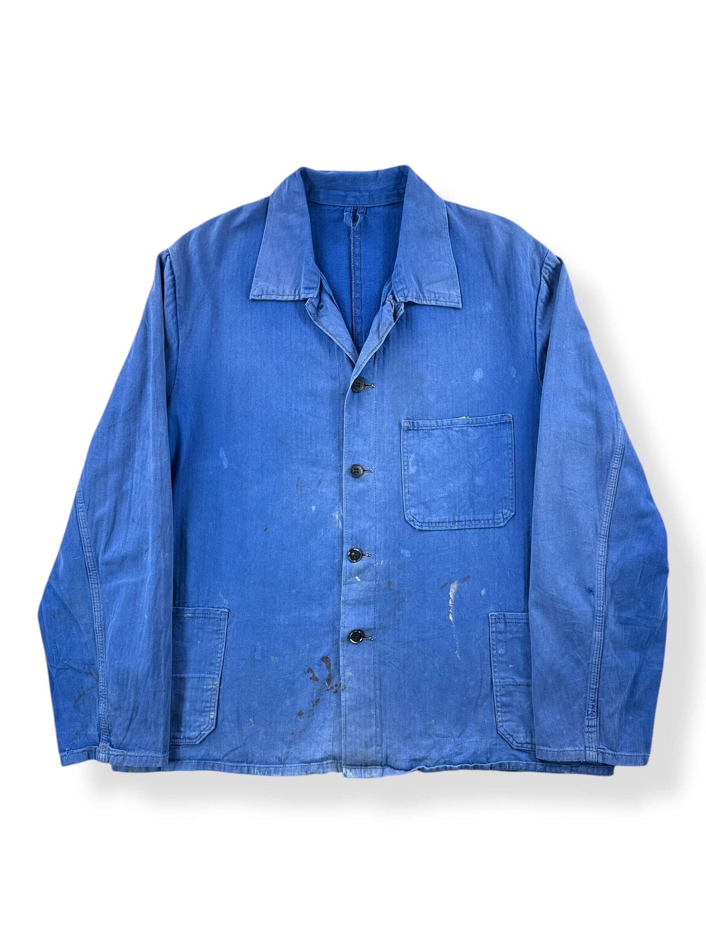 Front of Vintage Perfectly Faded HBT French Chore Coat SZ XL