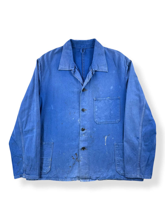 Front of Vintage Perfectly Faded HBT French Chore Coat SZ XL