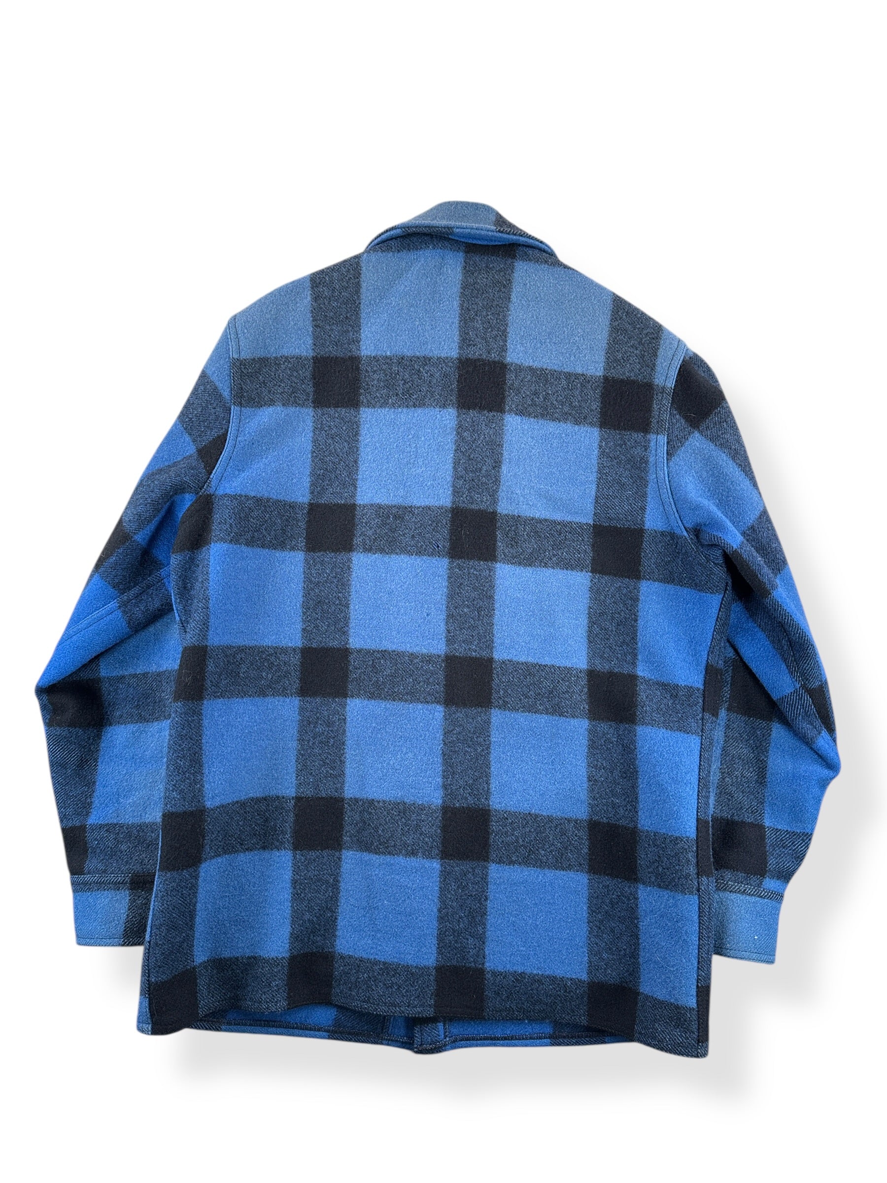 Back of Vintage 80s Era Filson Cobalt Blue & Black Hunter Style 85 Jacket SZ 40