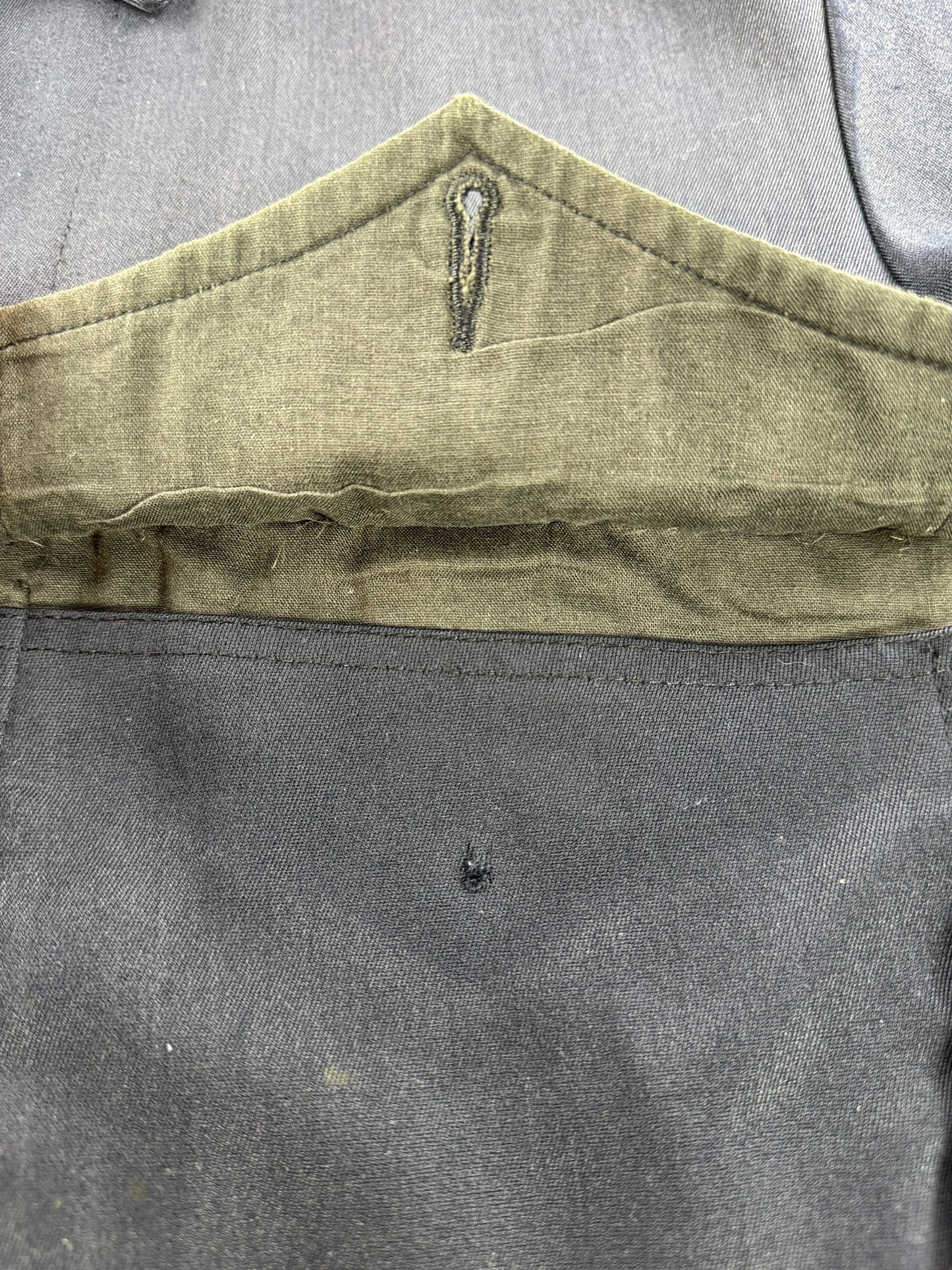 Missing button on front breast pocket of Vintage Mr. 2 Ply Rayon Gas Station Jacket SZ XL