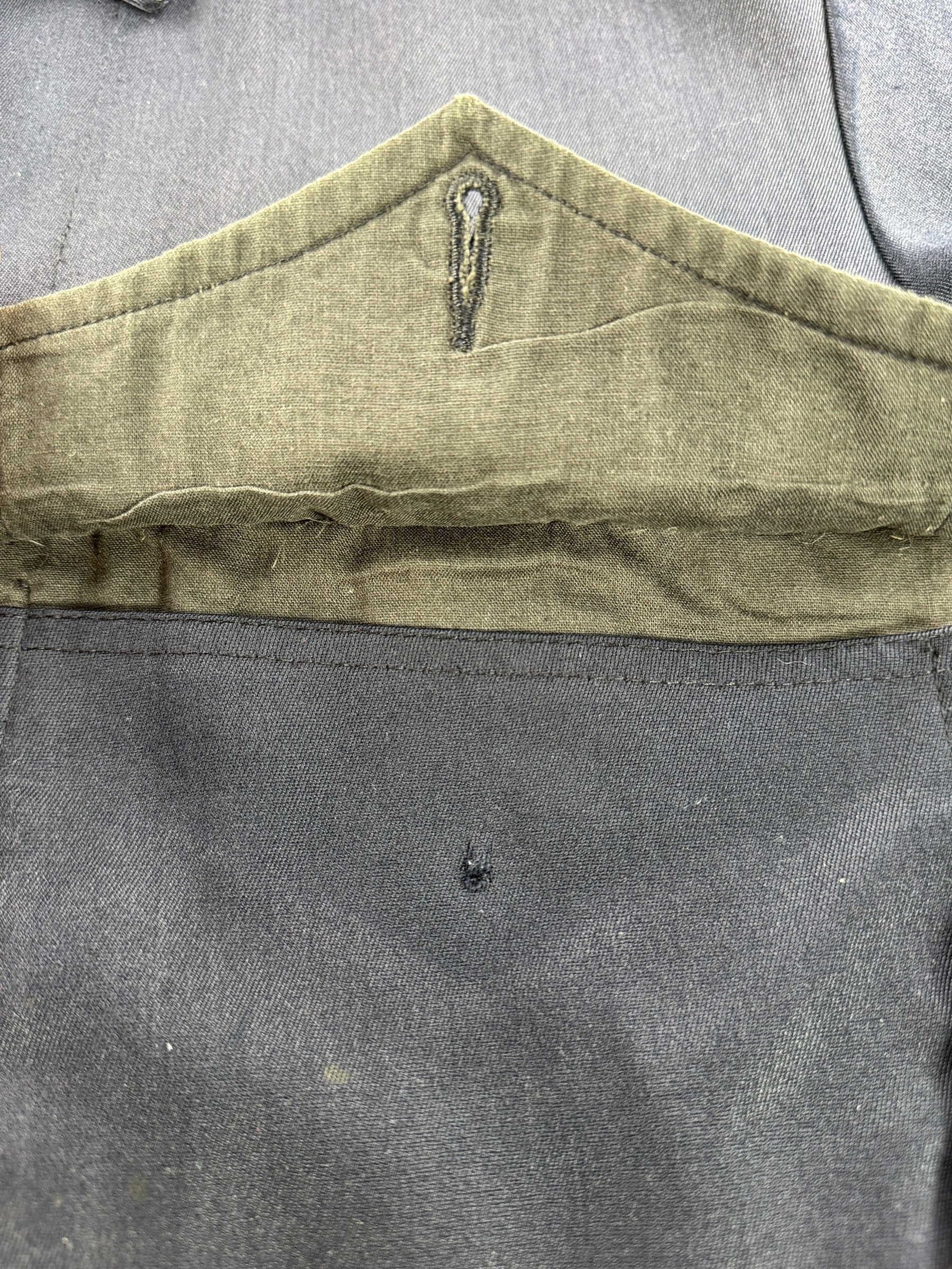 Missing button on front breast pocket of Vintage Mr. 2 Ply Rayon Gas Station Jacket SZ XL