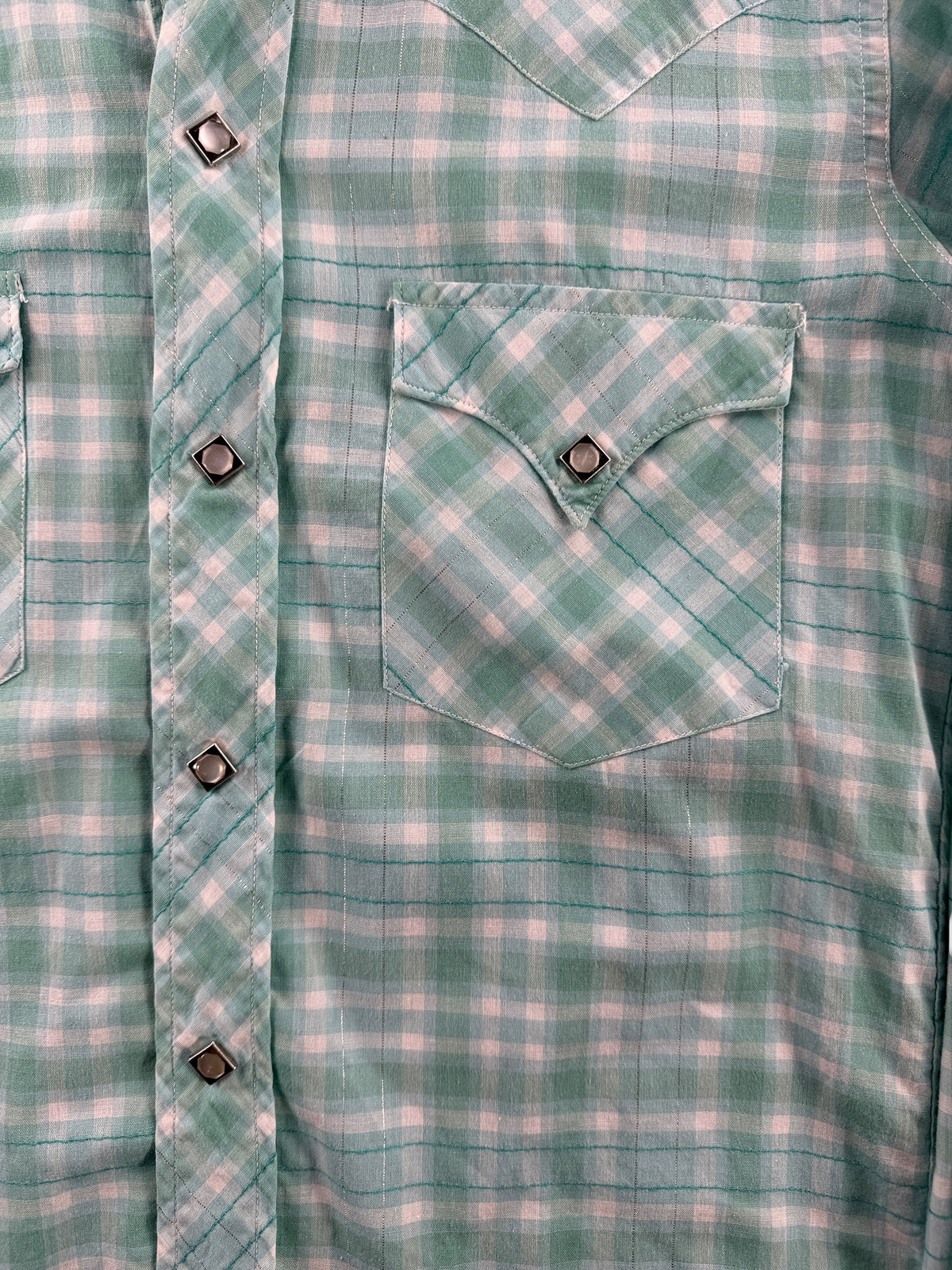 Buttons on Vintage Karman Dan River Cloth Western Shirt SZ 15
