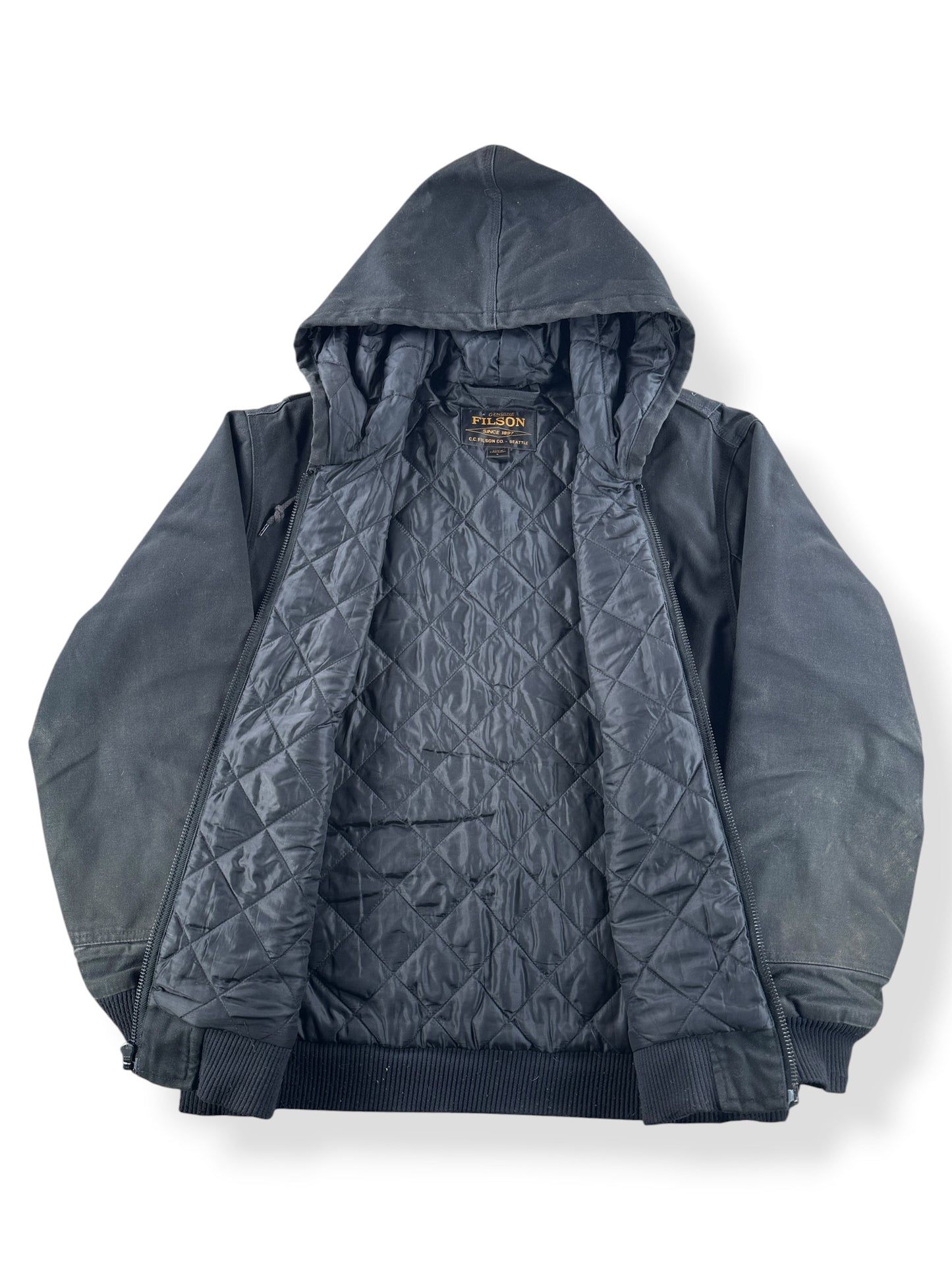 Inside of Filson Black Worksmith Jacket SZ L